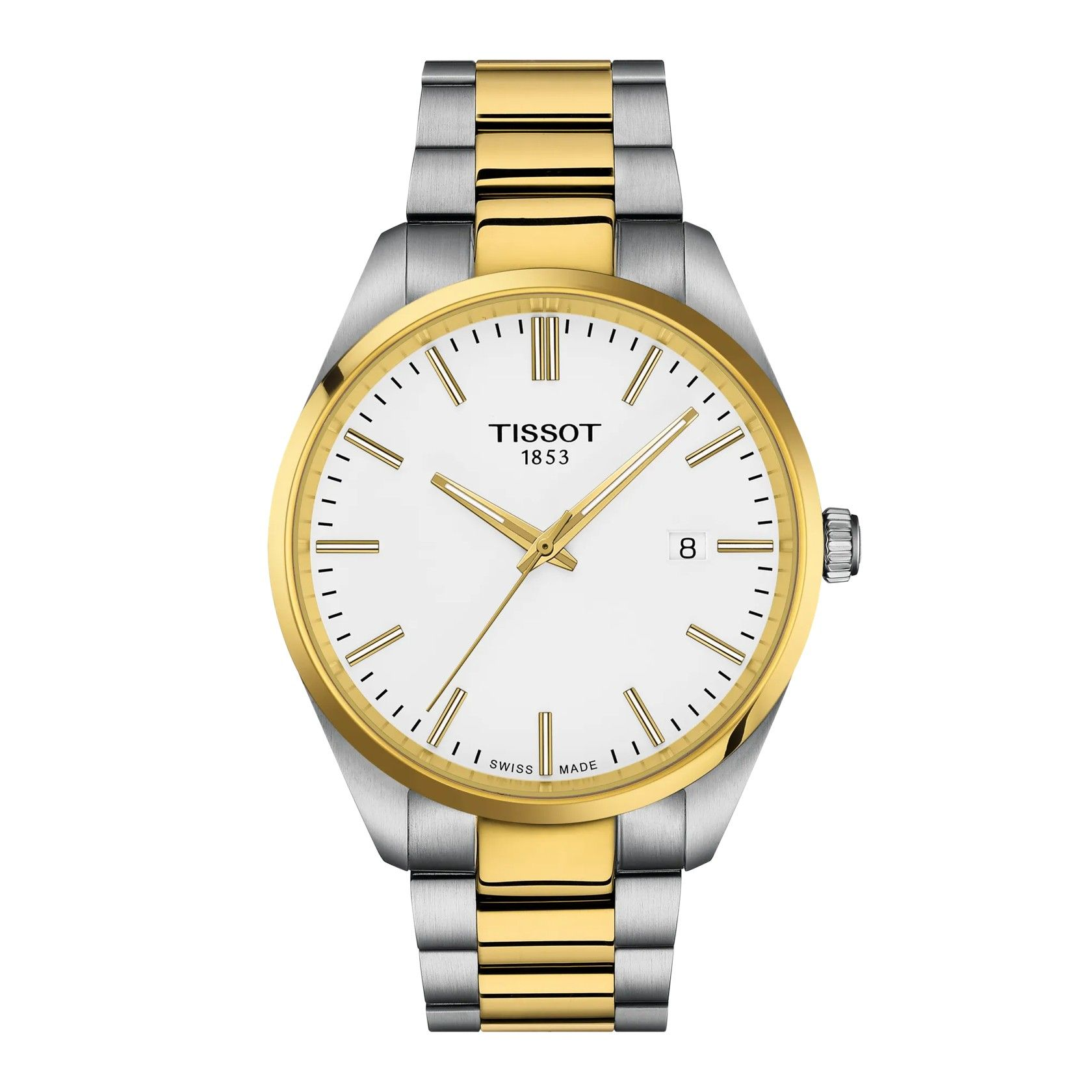Tissot - PR100 40mm, Bicolor staal/doublé, Quartz, heren horloge, 100 meter WR, Saffierglas - T1504102201100