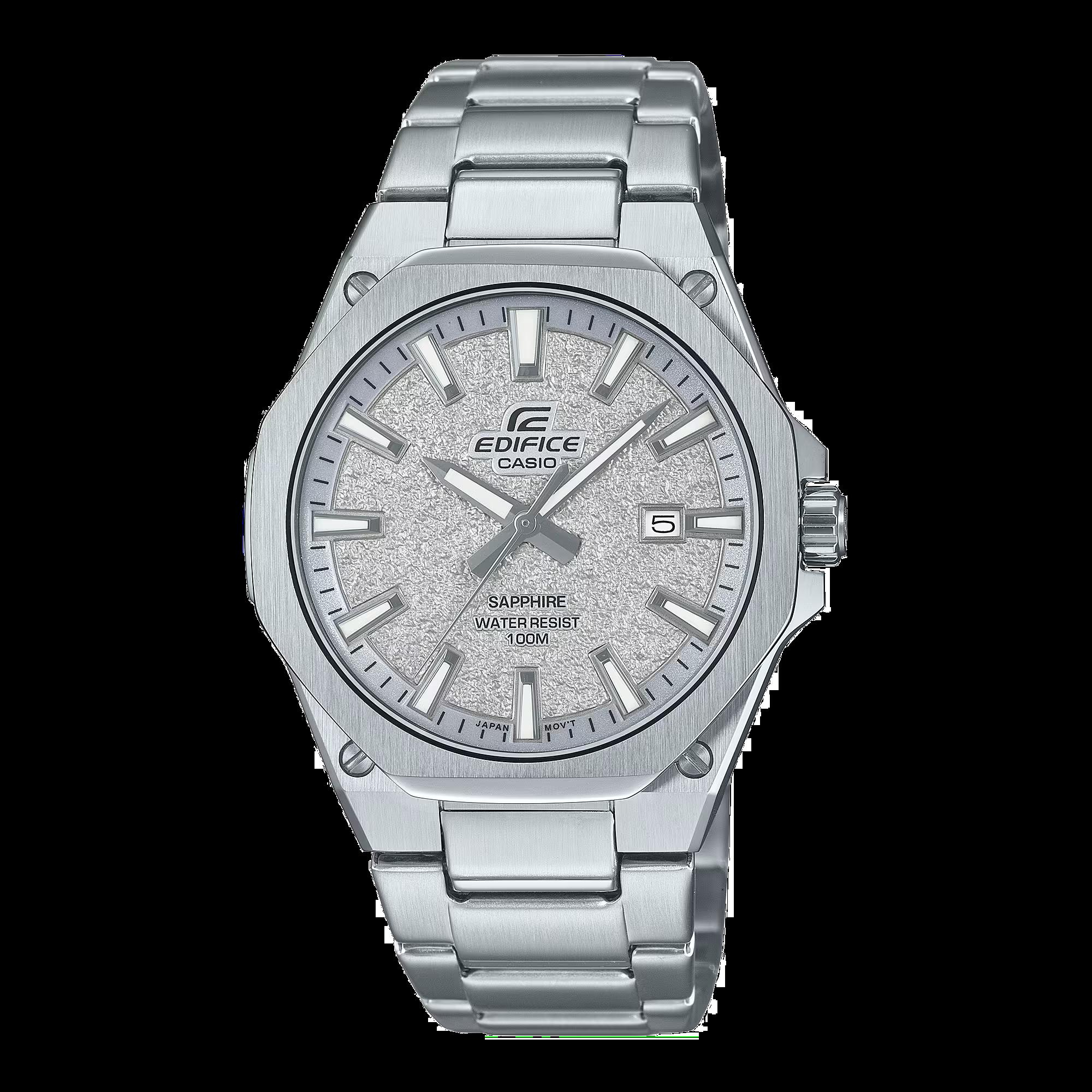 efr-s108de-2avuef. Casio Edifice. Analoog. Stalen band en kast. Lichte blauwe wijzerplaat met datum. Saffier glas. 