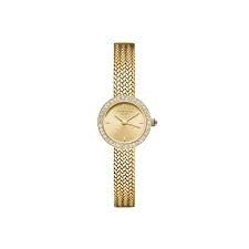 Mini Small Edit Champagne Dial Crystal Gold Woven Mesh Strap