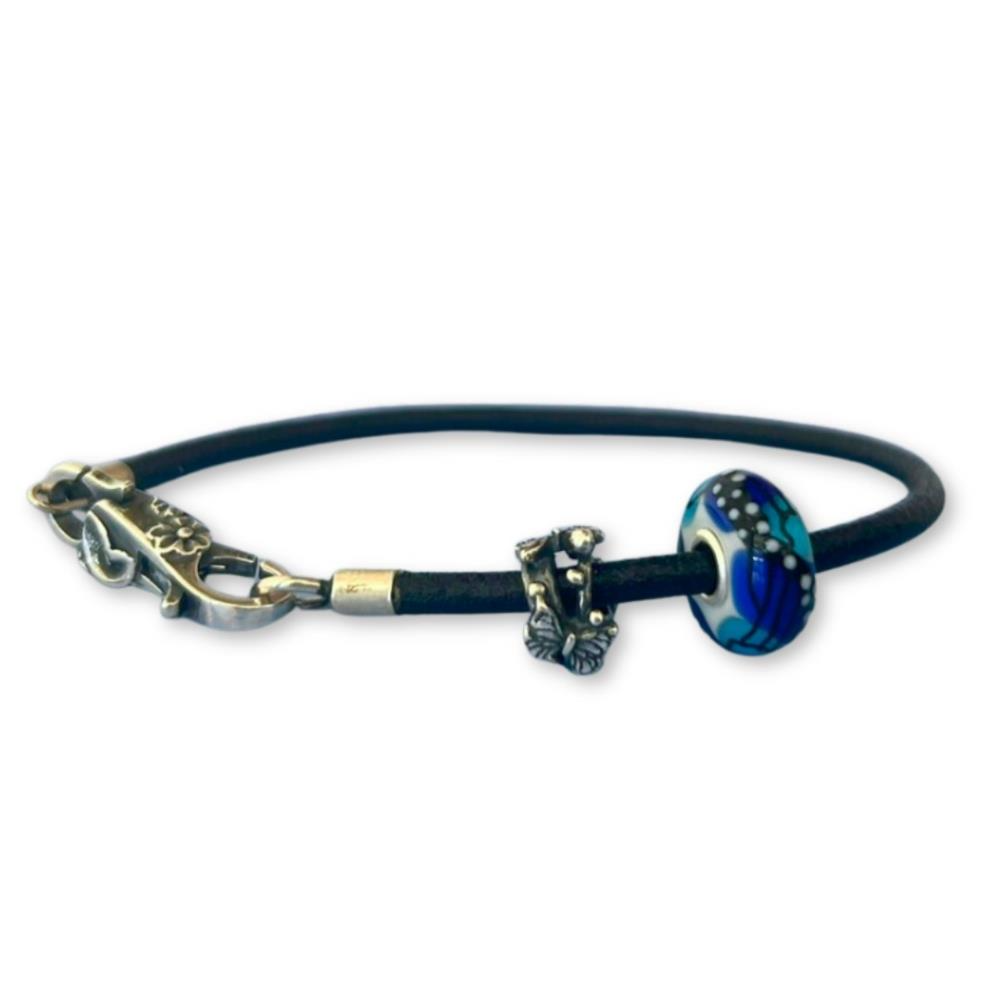 Leren koordarmband zwart [18 cm]