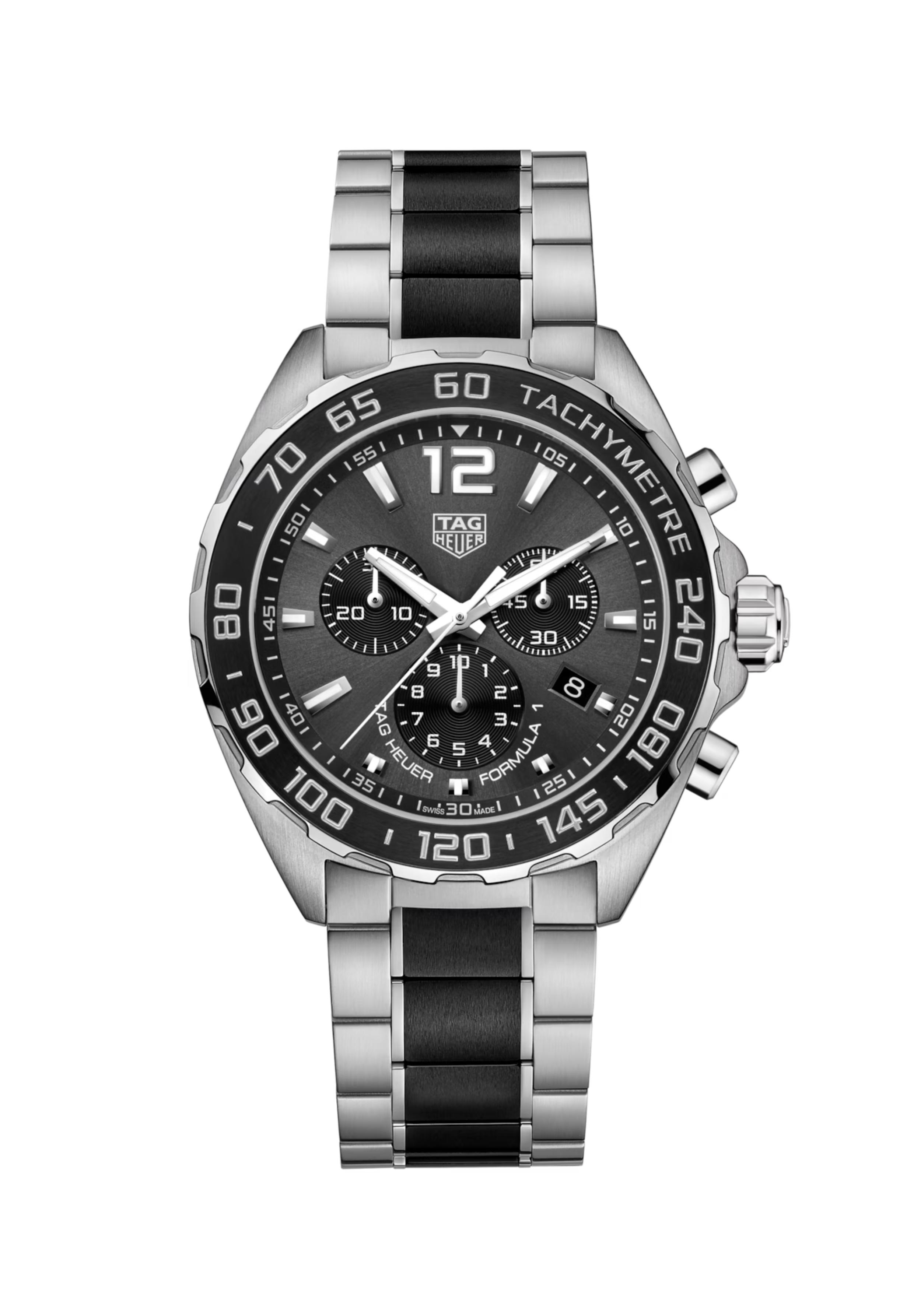 Dit TAG Heuer horloge behoort tot de Formula 1 collectie. Referentienummer: CAZ1011.BA0843

De TAG Heuer Formula 1 is voorzien van een Quartz Chronograph uurwerk en de kast is gemaakt van edelstaal. Het horloge heeft een diameter van 43 mm en is getest op een waterdichtheid van 20 ATM / 200 meter. De horlogeband is gemaakt van edelstaal.

Uw TAG Heuer horloge is 24 maanden na aankoop beschermd onder fabricage garantie. De duur van de garantieperiode van 2 jaar kan worden verlengd naar 5 jaar. Om dit te doen, nodigen wij u uit om een account aan te maken of in te loggen op uw MyTAGHeuer online account en vervolgens uw horloge te registreren. U ontvangt dan een gratis garantieverlenging van 3 jaar.