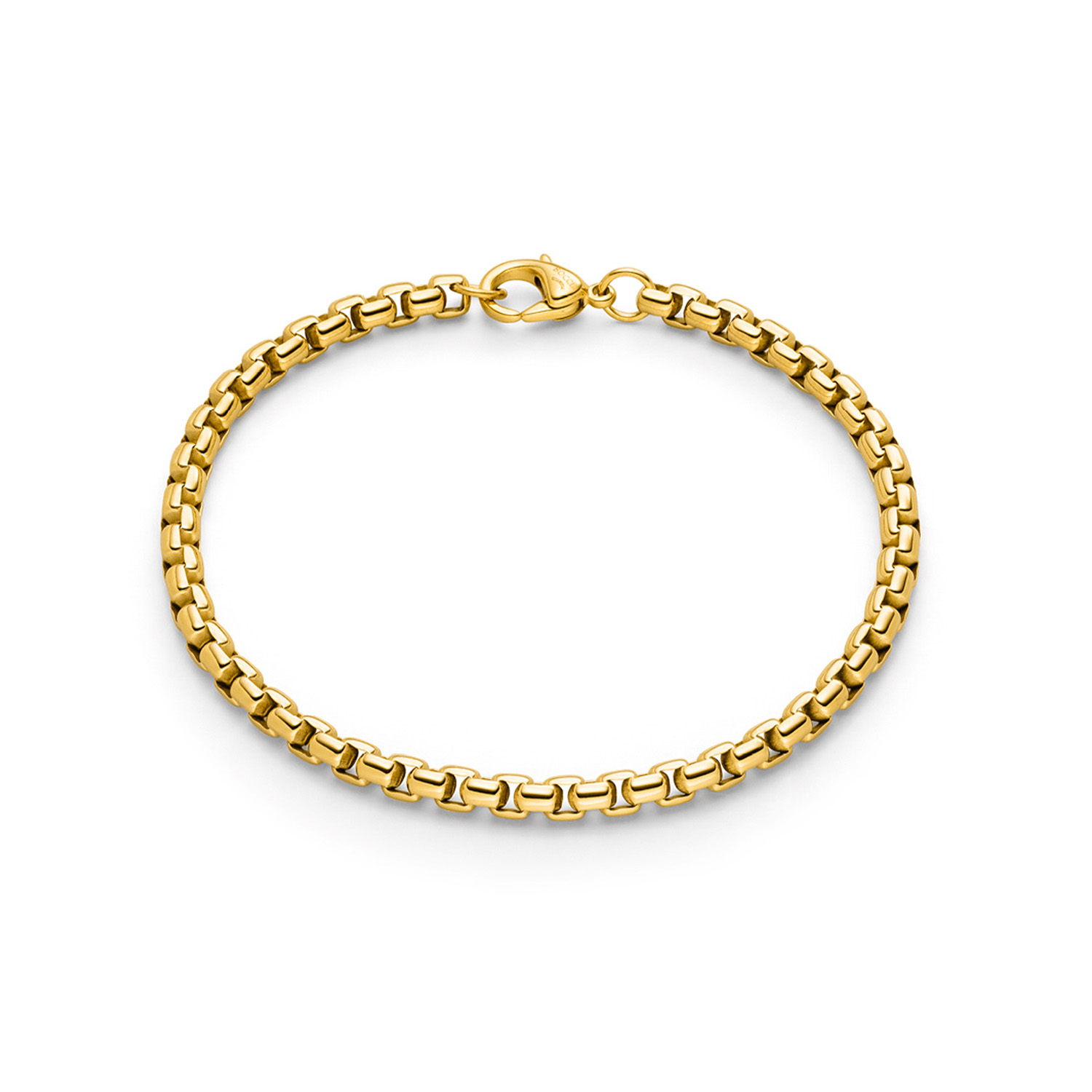 Deze unieke titanium armband van Boccia Titanium is een mooie toevoeging aan je sieradencollectie! Wat deze goudkleurige titanium armband uniek maakt, is dat de vierkante venetiaanse schakels nu bol zijn, dit geeft een volle en luxe uitstraling. De armband heeft een lengte van 16cm en sluit met een cartieslot. Combineer de armband met het bijpassende collier en oorbellen voor een complete look.
