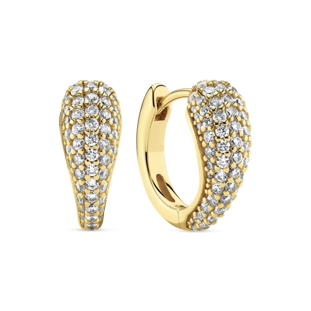 Sif Jakobs oorsieraden 'Goccia Circolo' zilver goldplated met zirkonia's 