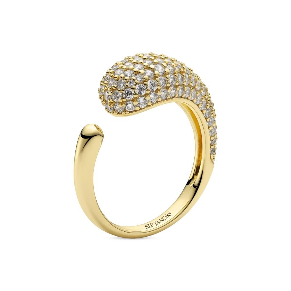 Sif Jakobs ring 'Goccia Piccolo' zilver goldplated met zirkonia's 
Ringmaat: 56 en verkrijgbaar in diverse andere maten