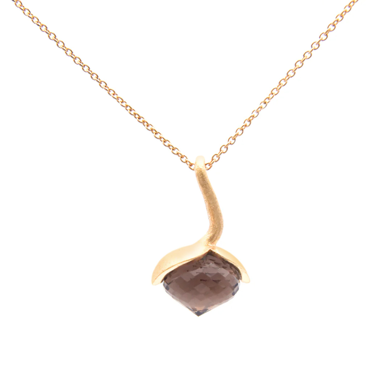 Een prachtige verguld zilveren hanger met rookkwarts.

De hanger is exclusief collier.