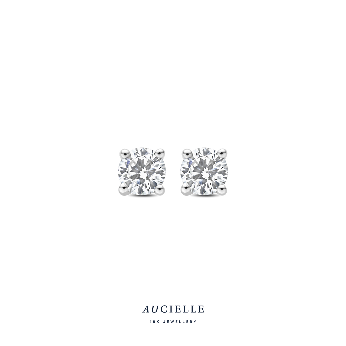 AuCielle Oorstekers wit goud 18k LG Diamond 50p - AE9001U
