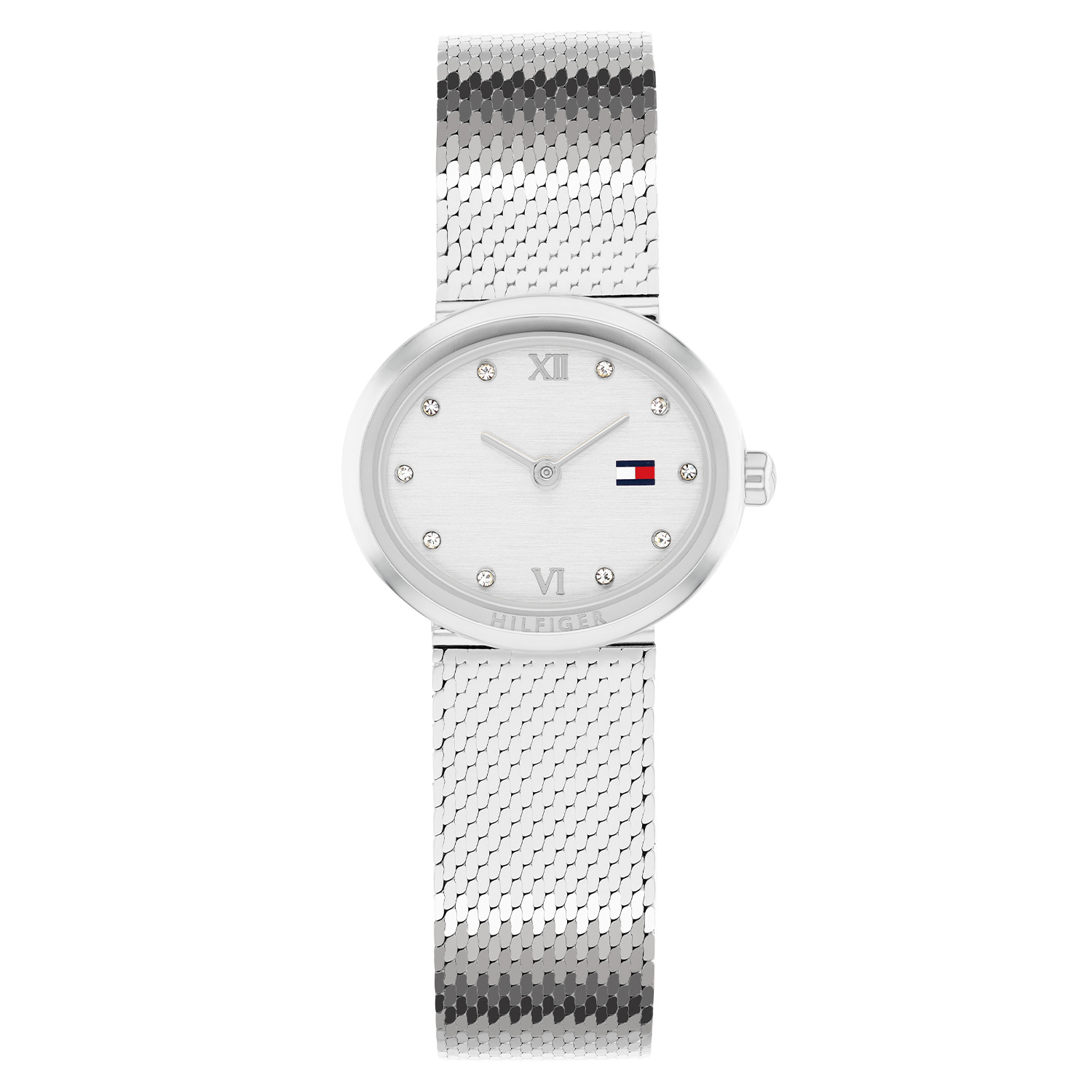 Tommy Hilfiger TH1782846 Horloge Dames Staal 25x22mm
Dit specifieke horloge van Tommy Hilfiger uit de Moira serie met artikelnr: TH1782846 is een casual dameshorloge die niet in je collectie mag ontbreken. Het stalen dameshorloge heeft een ovale kast met een gladde rand met daarin de naam Hilfiger gegraveerd. Op de zilverkleurige geborstelde sunray wijzerplaat zijn de Romeinse 12 en 6 en kristallen duidelijk aanwezig. Vanuit de kast loopt een fijne milanese band met een druksluiting. Het horloge heeft een mineraalglas, een afmeting van 25x22mm en is 3ATM.  

Het merk:
Sinds de lancering van het merk in 1985 is Tommy Hilfiger wereldwijd bekend geworden als pionier van de klassieke Amerikaanse coole stijl. Geïnspireerd door de iconische popcultuur en het Amerikaanse erfgoed. De dames en herencollectie van dit seizoen bestaan uit minimalistische silhouetten en rustieke lederen details. De herenhorlogecollectie biedt iconische uurwerken met roestvrijstalen, lederen en siliconen banden.

Specificaties:
- Mineraalglas
- Ovale kast 25x22mm
- Stalen kast
- Zilverkleurige wijzerplaat
- Stalen milanese band
- Kristal
- 3ATM