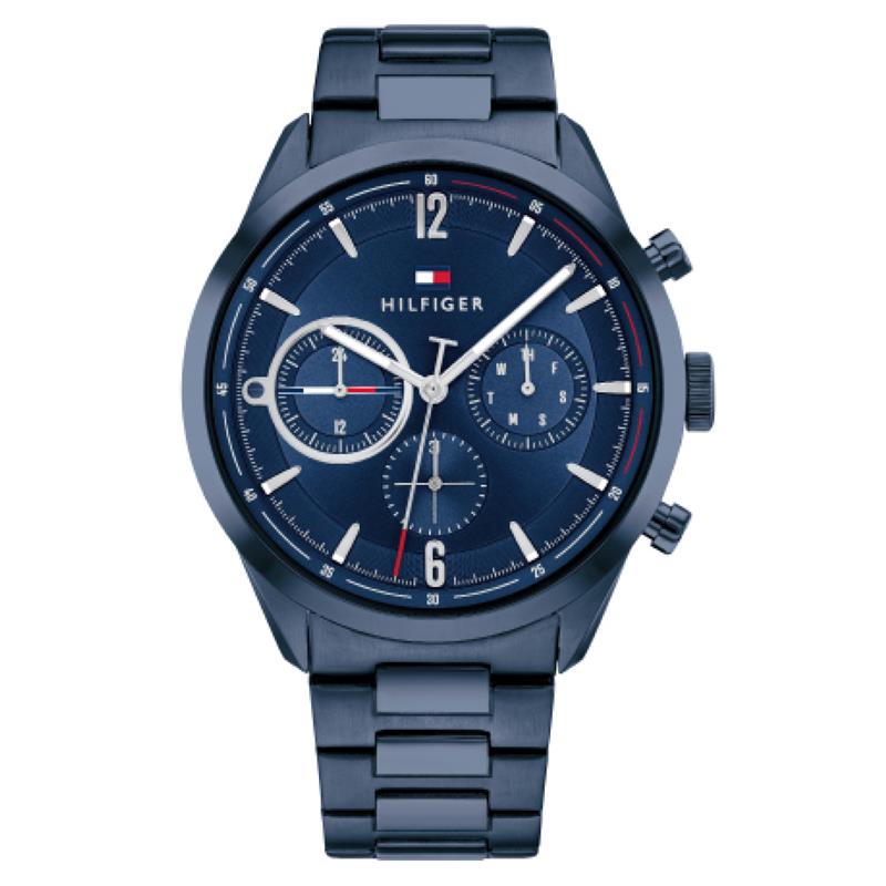 Dit is een herenhorloge van het merk Tommy Hilfiger uit de serie Matthew. Met een horlogekast gemaakt van staal en een blauwe band van staal.