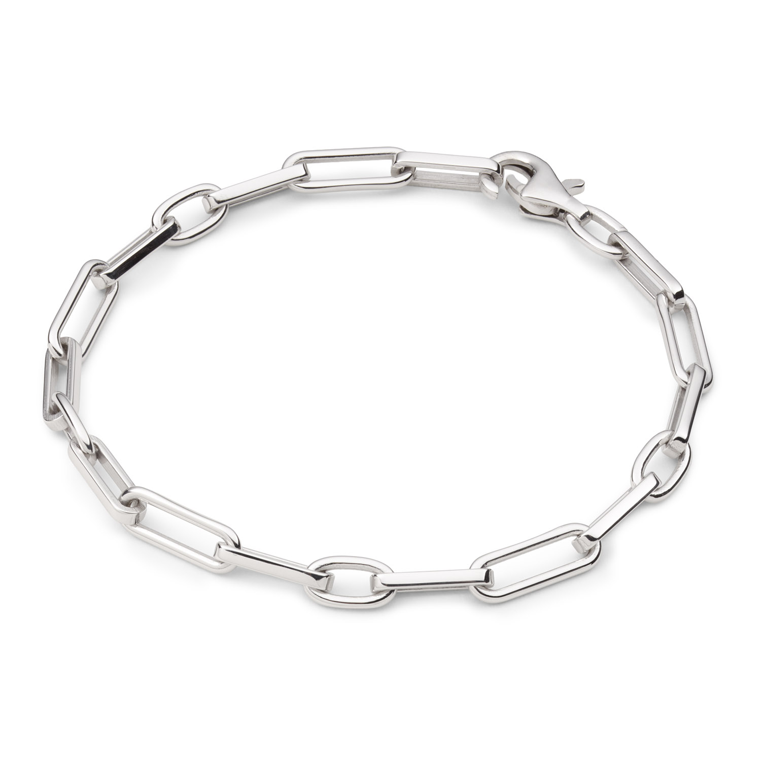 Gerhodineerd zilveren armband in paperclip schakel