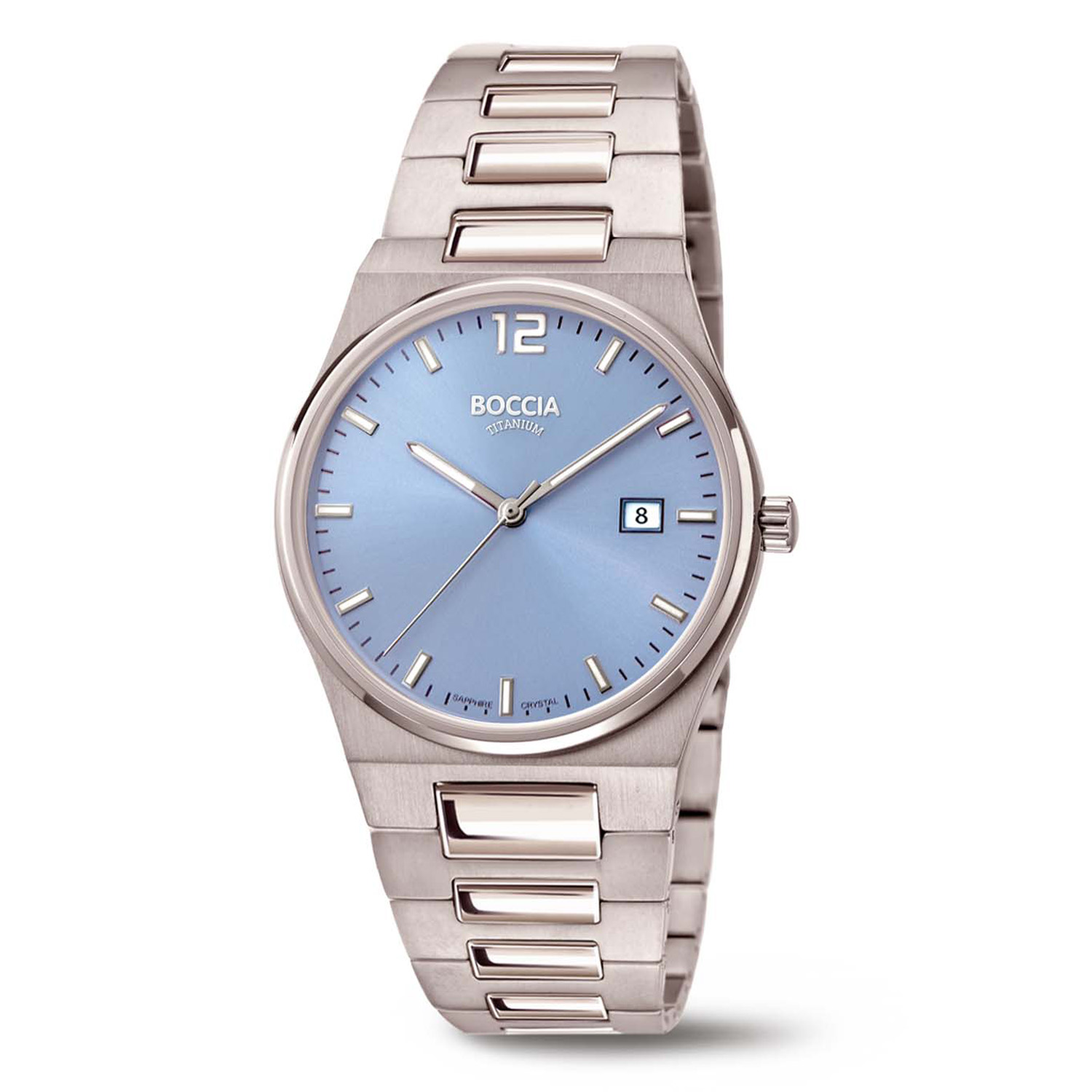 Boccia Titanium 3357-01 Dames 
Dit dameshorloge van Boccia heeft een klassieke uitstraling. De 3357-01 heeft een ronde titanium horlogekast met een diameter van 33mm, een licht blauwe wijzerplaat met een datum en lumibrite accenten op de wijzers en op de uurstrepen. Aan de titanium kast zit een mat glanzende titanium schakelband met een vouwsluiting. Het horloge heeft een saffierglas en is 5ATM. Of je nu klassie of chique gekleed gaat, dit horloge past bij elke outfit en iedere gelegenheid!

HET MERK
Boccia Titanium is het titanium merk van Nederland, dat zijn oorsprong in Duitsland vindt en is opgericht in het jaar 1992. Ontwikkeld door internationale ontwerpers. Alle titanium componenten van de BOCCIA TITANIUM collectie zijn gemaakt van 99,7% puur titanium; het bijzondere materiaal. Het is licht in gewicht, neemt de temperatuur van de huid aan en is zeer huidvriendelijk. Bovendien is het corrosie- en temperatuurbestendig.

SPECIFICATIES
- Saffierglas
- Ronde titanium horlogekast, Ø 33mm
- Titanium schakelband
- Blauwe wijzerplaat 
- 5ATM