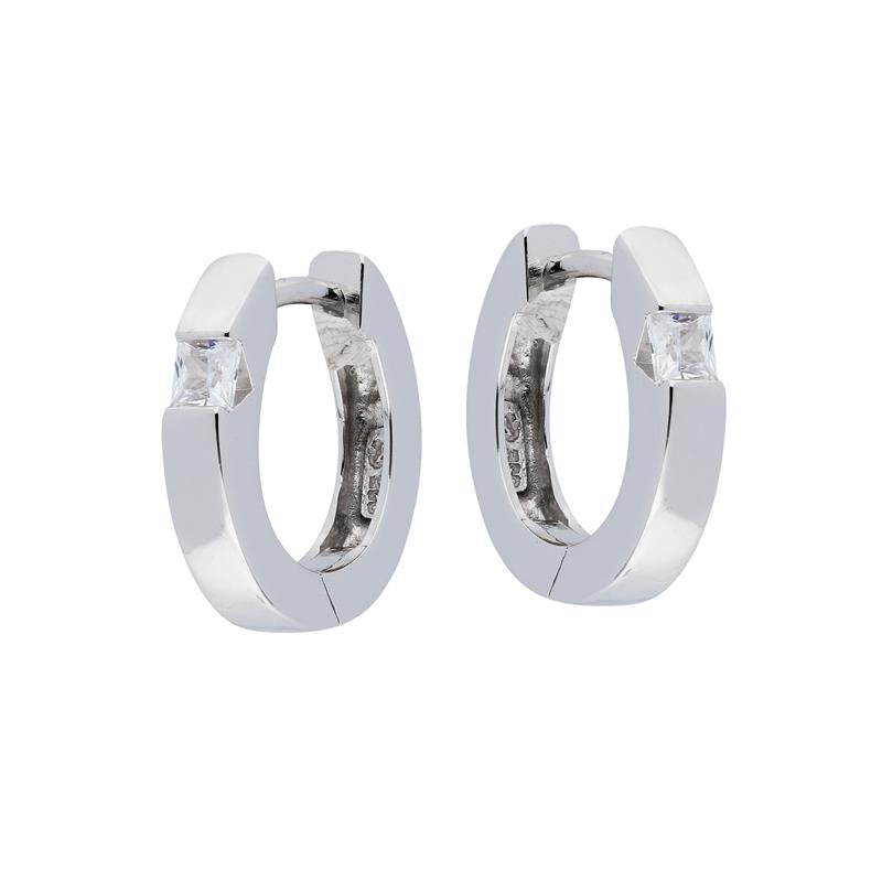 GLOW - 107.6307.00 - Oorringen met klapsluiting - Zilver - Zirkonia