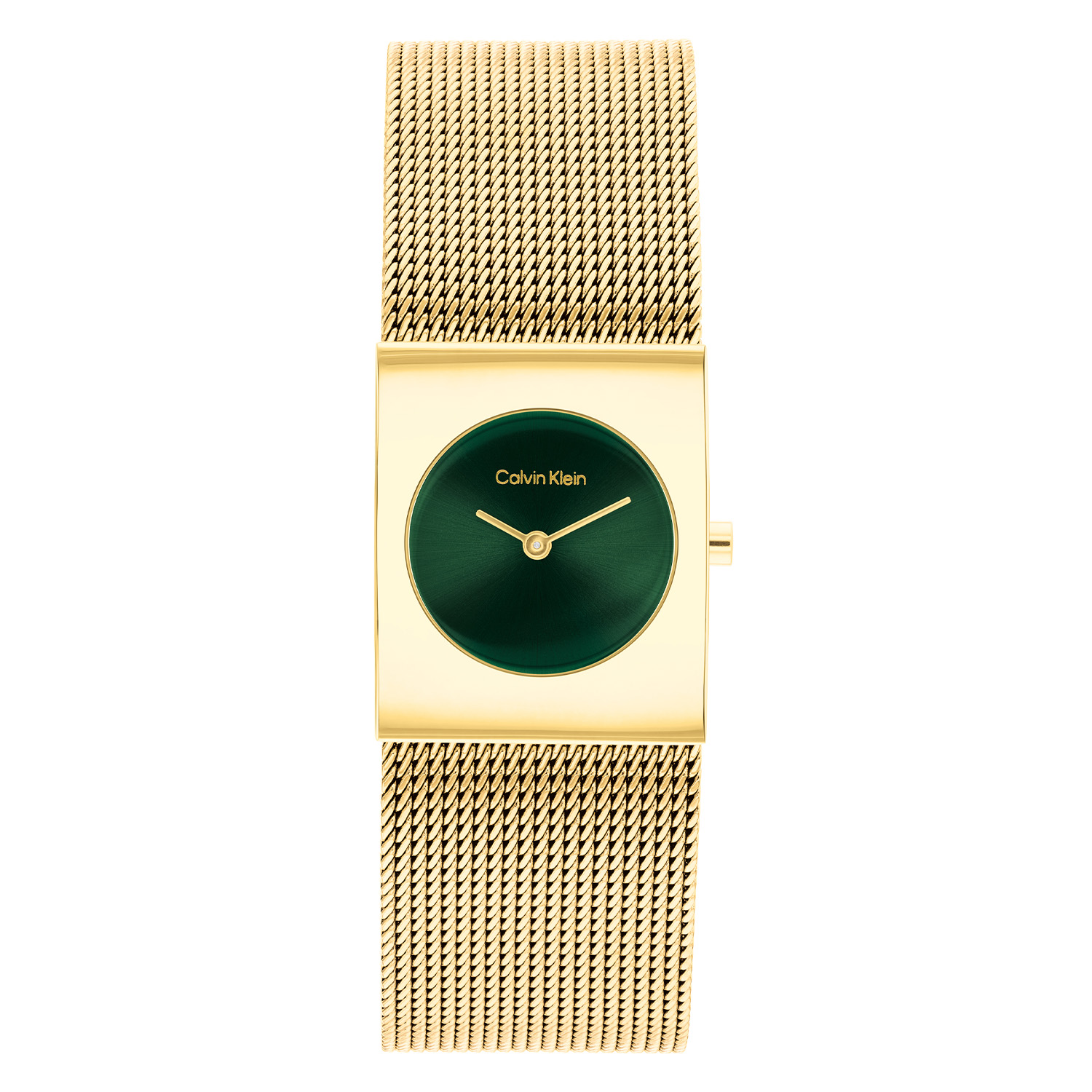 Calvin Klein CK25100136 Dames Horloge 21mm Bicolor 
Dit Calvin Klein dameshorloge met nr CK25100136 is een chique ontwerp. Dit stalen stijlvolle horloge heeft een rechthoekig goudkleurig kastje met een ronde groene sunray wijzerplaat met fijne wijzers en de merknaam. Strak aan de ronde kast zit een goudkleurige milanese band met een druksluiting. Het dameshorloge heeft een mineraalglas, een doorsnee van 21mm en is 3ATM.

OVER CALVIN KLEIN
Calvin Klein is een wereldwijd lifestylemerk dat gewaagde, vooruitstrevende idealen en een verleidelijke, vaak minimalistische, esthetiek nastreeft. Calvin Klein werd groot in de jaren 70 door haar mode- en merkjeans collecties. In de jaren 80 lanceerde Calvin Klein haar spraakmakende ondergoed dat uitdrukkelijk van logo ’s voorzien was. Vanwege het grote succes is het merk ook succesvol uitgerold in Accessoires, Parfums, Home, Brillen, Golf, Horloges en Sieraden.
Sinds de oprichting in 1968 door Calvin Klein, heeft het merk haar reputatie opgebouwd als leider in de Amerikaanse mode, dankzij een cleane esthetiek en innovatieve ontwerpen. Calvin Klein wil haar publiek verleiden en inspireren door middel van provocerende beelden en opvallende ontwerpen die prikkelen. 

SPECIFICATIES:
- Mineraalglas
- Stalen goudkleurige kast
- Groene wijzerplaat 
- Milanese band
- Rechte kastvorm, Ø 21mm
- 3ATM
