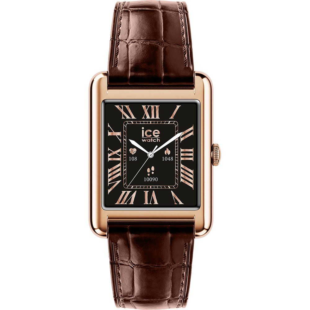 Kies voor een unieke stijl met dit connected horloge op een glad leren bandje. De elegante zwarte wijzerplaat, met wijzers in goud- en zilvertinten, combineert perfect met de rosé lunette voor een chique, trendy look voor elke gelegenheid. Gedurfd en verfijnd, het kan elke dag gedragen worden om je persoonlijkheid te laten gelden. Ontworpen voor een actieve, moderne levensstijl, gaat het overal met je mee: volg je activiteiten, ontvang je meldingen en beheer je dag direct vanaf je pols. Dankzij het krasbestendige saffierglas blijft je horloge langer mooi en glanzend. Een praktische en stijlvolle bondgenoot voor iedereen die er op zijn best uit wil zien zonder compromissen. 