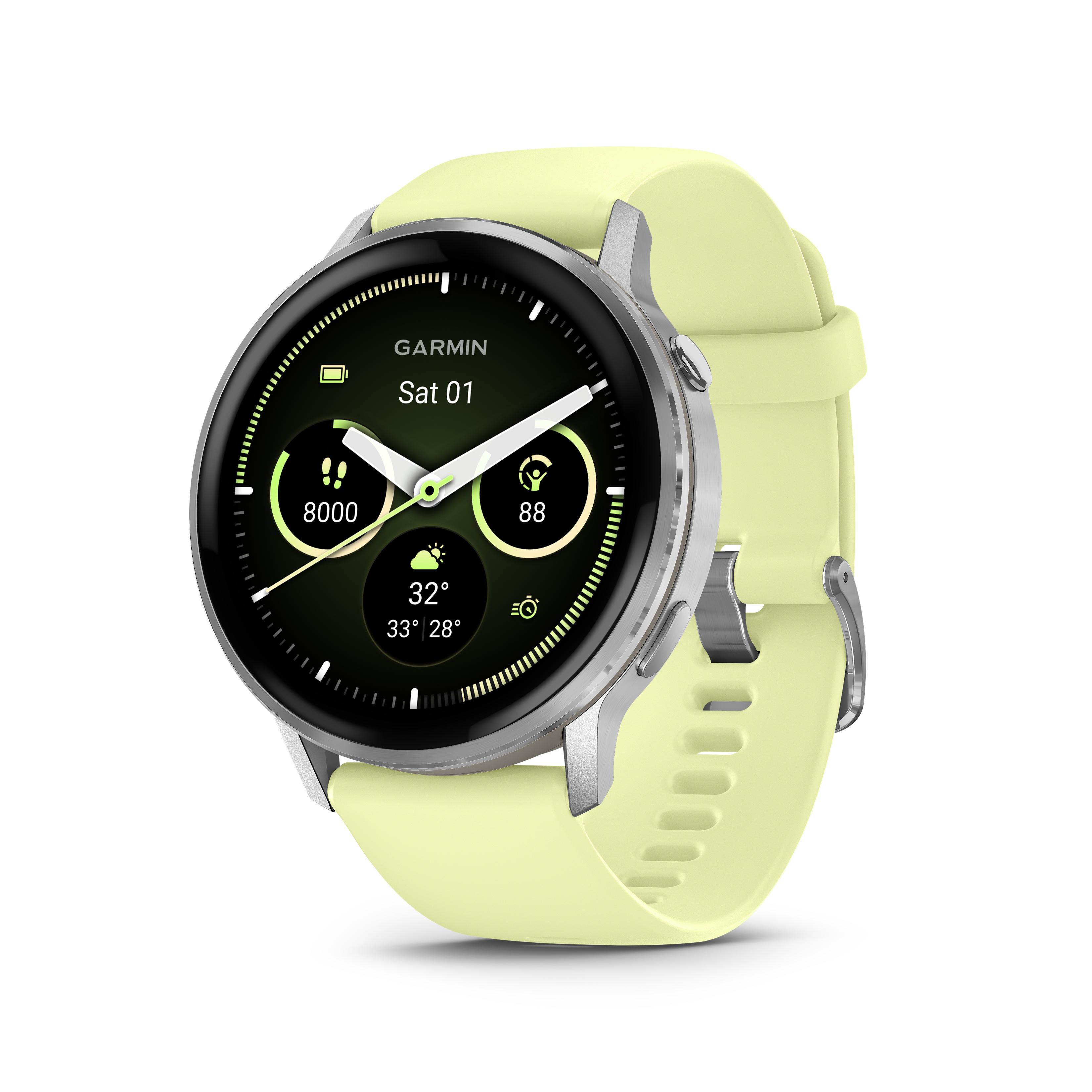 Deze Garmin smartwatch behoort tot de Venu 4 collectie.
Referentienummer: 010-03014-02

De Venu 4 GPS-smartwatch is speciaal ontworpen met geavanceerde gezondheids- en fitnessfuncties om je pols zodat je jouw lichaam beter begrijpt en gezondere beslissingen kunt nemen.

Met de nieuwe health status zie je in één oogopslag of je hartslag, HRV, huidtemperatuur en Pulse Ox tijdens het slapen - buiten je normale bereik vallen. Registreer aangepast of vooraf ingesteld gedrag, zoals cafeïne- en alcoholconsumptie, en bekijk rapporten over de invloed van deze keuzes op je slaap, stress en HRV in de Garmin Connect app.

Garmin verlegt grenzen op sportgebied met hun nieuwe fitness functies. Met de nieuwe Fitness Race app registreer je gemakkelijk je fitness trainingen of fitness races zoals HYROX. Neem ook automatisch tussentijden op met ingebouwde profielen voor triatlons, duatlons, brick-workouts en zwemsessies.

Wijzig nu eenvoudig de lettergroote van je smartwatch aan of pas de kleurenfilters aan als hulpmiddel bij verschillende vormen van kleurenblindheid. De Garmin Venu 4 beschikt over een batterijduur van 12 dagen in smartwatch modus en tot 4 dagen in always- on modus. 