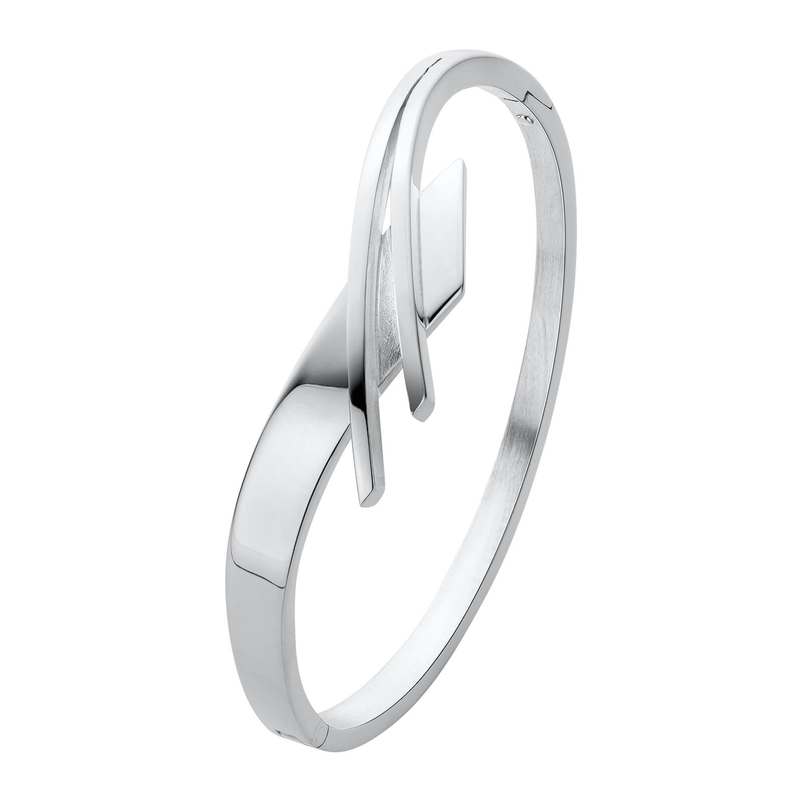 Zilveren armband V vorm 2smalle banden 1 brede band
