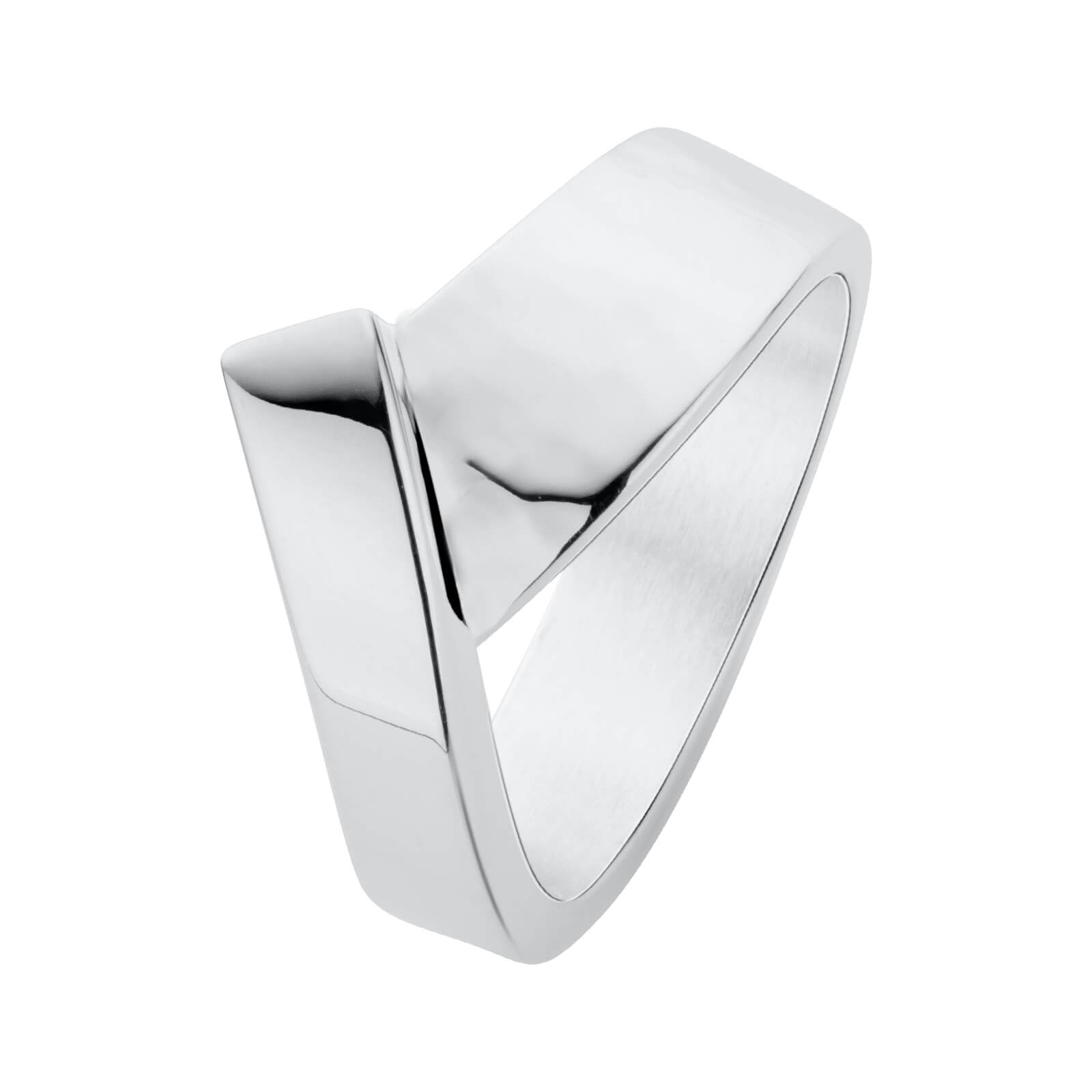 Zilveren ring overloop in V
