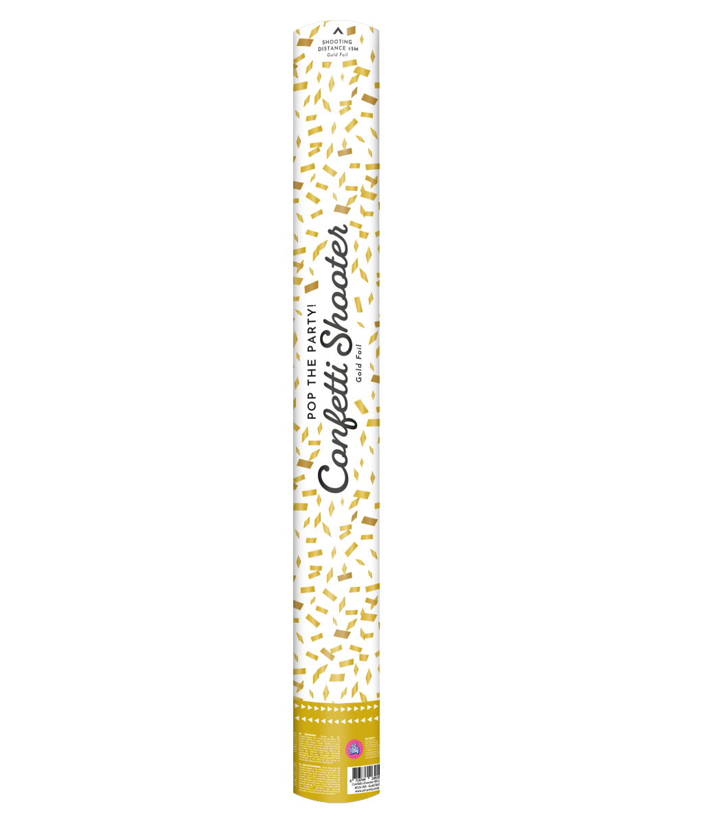 Breng ieder feest tot leven met deze kleurrijke confetti shooter van 60 cm! Deze shooter schiet gouden foliesnippers tot wel 5 meter ver, ideaal voor verjaardagen, bruiloften, jubilea en andere feestelijke gelegenheden. Naast Confetti shooter 60 cm - Gold foil zijn er nog 6 andere soorten te verkrijgen in diverse kleuren en leuke thema´s