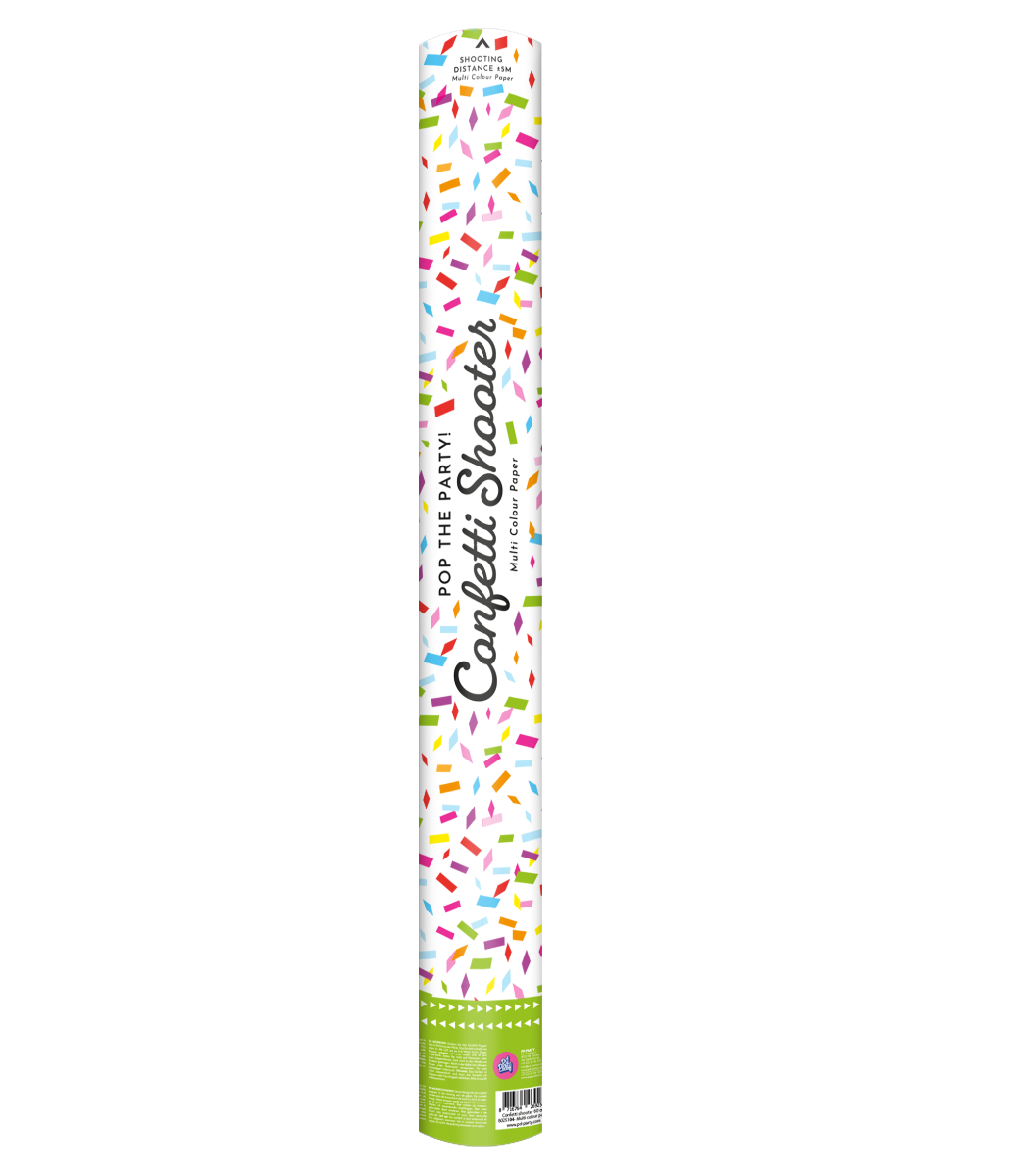 Breng ieder feest tot leven met deze kleurrijke confetti shooter van 60 cm! Deze shooter schiet multi colour papiersnippers tot wel 5 meter ver, ideaal voor verjaardagen, bruiloften, jubilea en andere feestelijke gelegenheden. Naast Confetti shooter 60 cm - Multi colour paper zijn er nog 6 andere soorten te verkrijgen in diverse kleuren en leuke thema´s