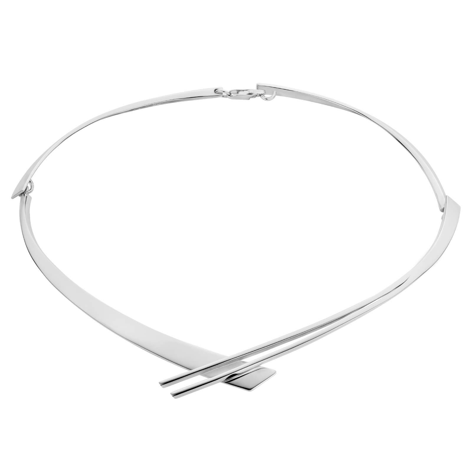 Zilver collier spang 4 delen 
gesplitste overloop
