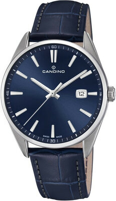 Men's watch - leather strap, steel housing, mineral glass. All technical parameters can be found below
