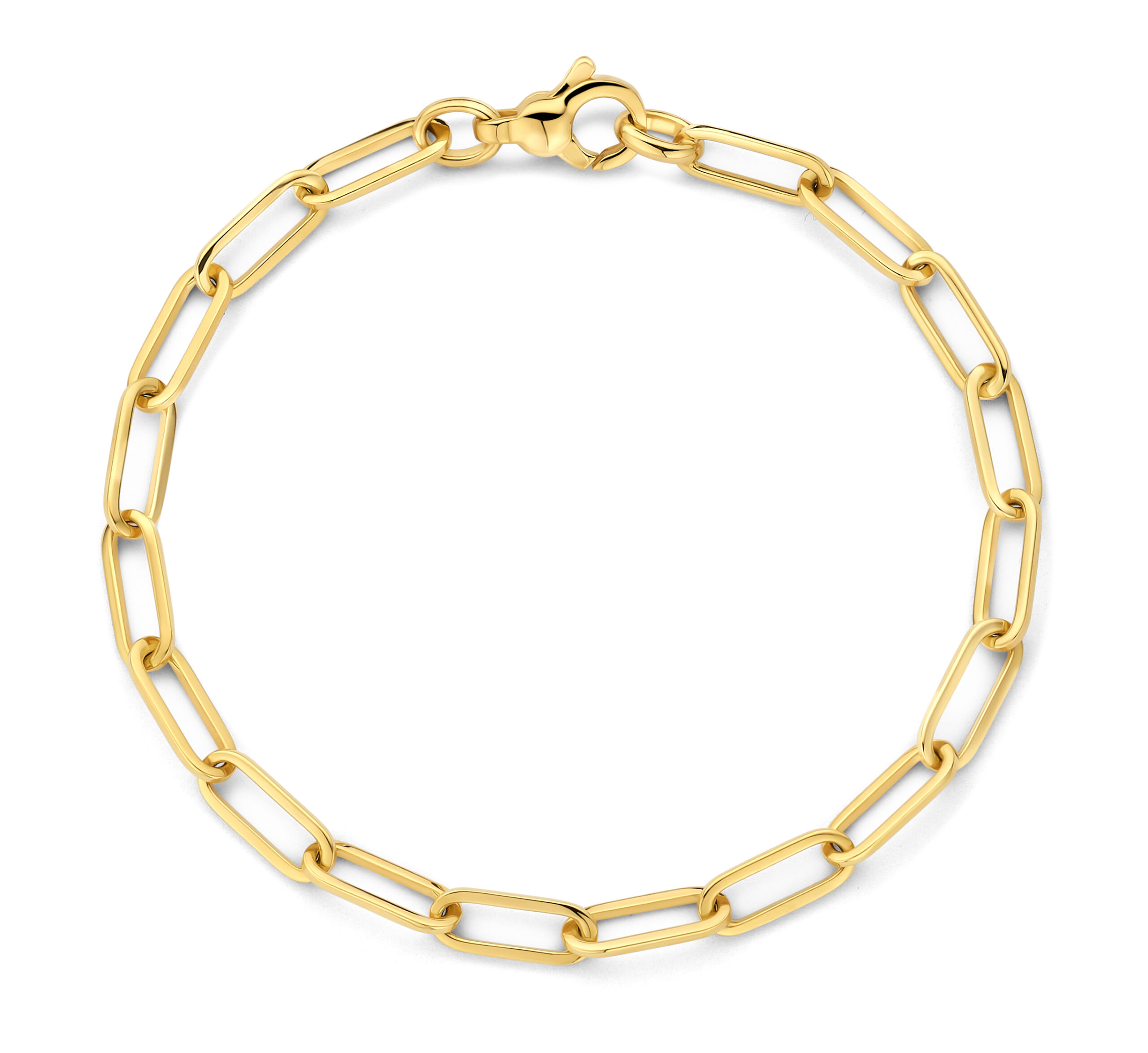 Geelgouden paperclip minioro armband massief 18Cm