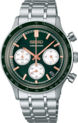 SEIKO SRPH89K1 Quarts heren pols horloge staal met stalen band, groen wijzerplaat 5 ATM waterdicht.