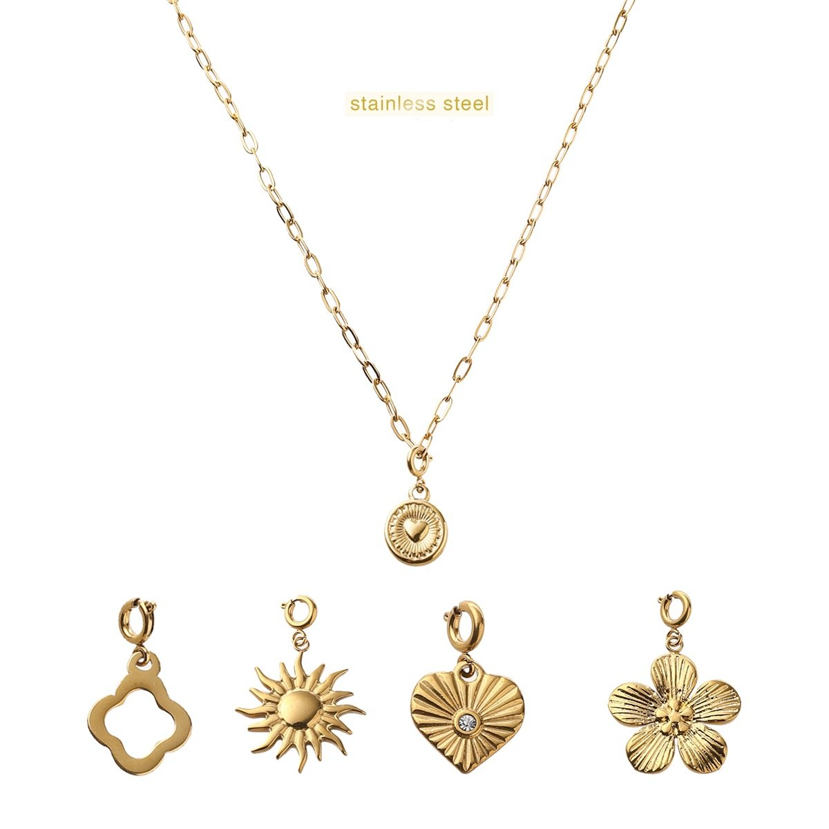 Het product Day & Eve Ketting + 5 Hangers NSET551-2, modelnummer NSET551-2, is een prachtig juweel van onbekend merk. Deze stijlvolle ketting wordt geleverd met vijf verschillende hangers, waardoor je eenvoudig je look kunt aanpassen. Draag het als een statementpiece over een eenvoudige top of jurk voor een elegante en persoonlijke uitstraling.