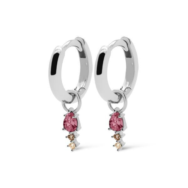 Karma oorringen WINE RED drop | zilver | zirkonia's | A67S_WR