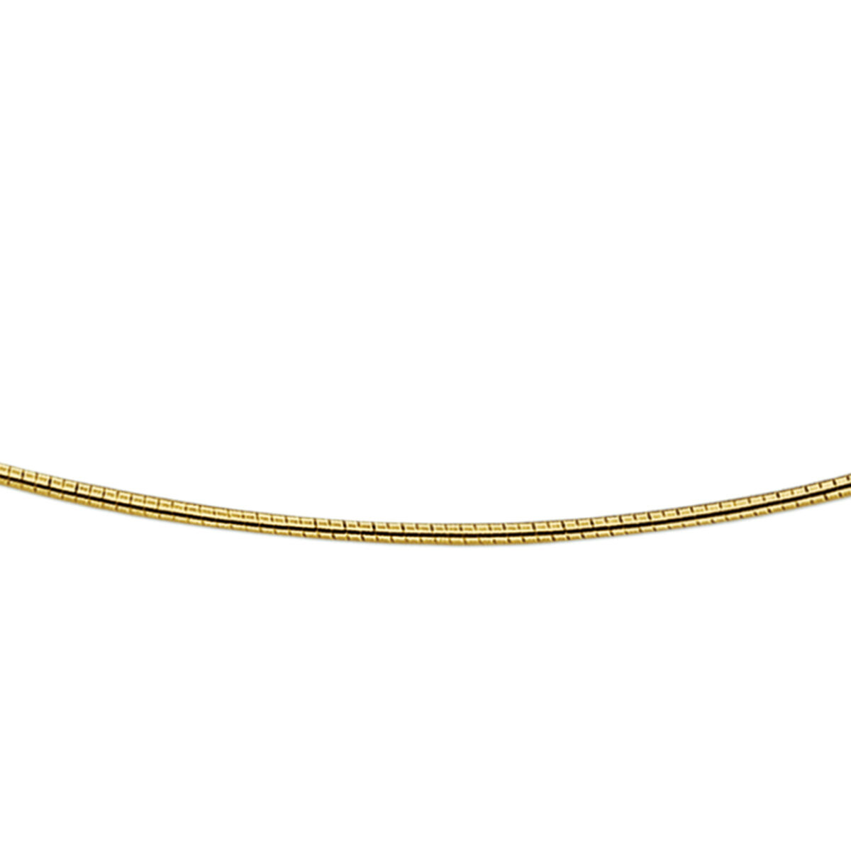 14k Geelgouden omega collier met schroefslot. De schakelbreedte is 1.4mm