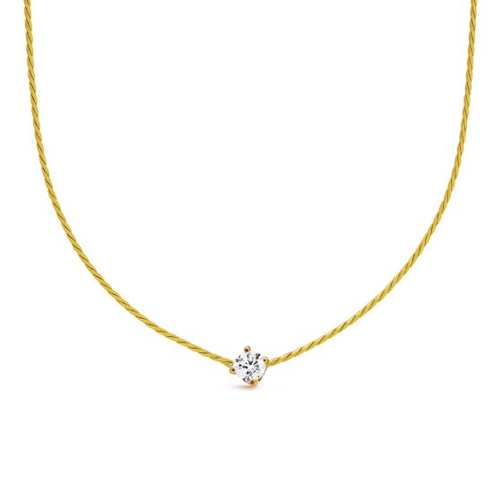 zilveren Karma collier, MILLE Single Zirconia Goldplated