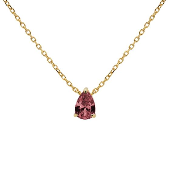zilveren Karma collier, JULIA WINE RED Goldplated