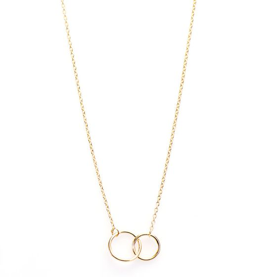 zilveren Karma collier, Double Circle Goldplated