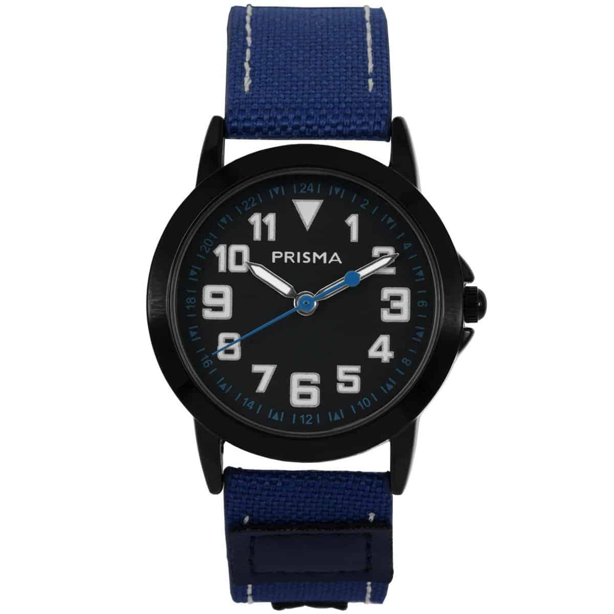 Prisma horloge 248 jongens Jort 

Algemeen
Geslacht: jongens
Model: CW248

Voordelen
- band canvas blauw (wit kleurig stiksel)
- wijzerplaat blauw met witte cijfers (arabisch)
- wijzers lichten op in donker
- datum
- duidelijke tijdsweergave
- spat waterdicht: handenwassen, regen
- quartz
- maat kast 30mm (breedte) 9,1mm (dikte)


