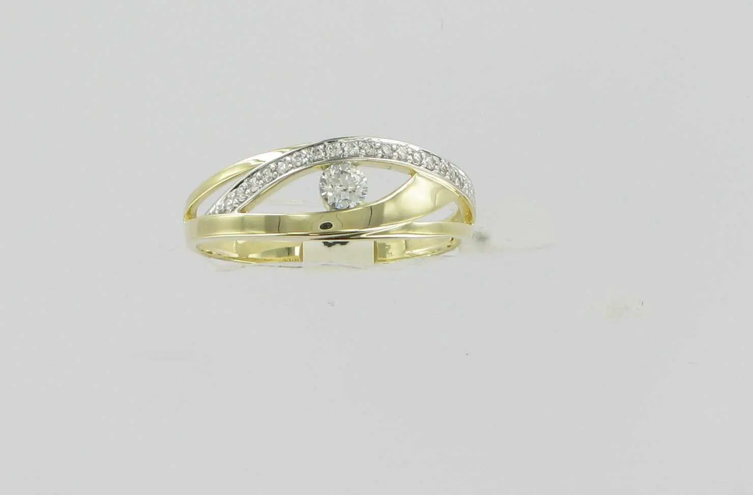 14K geelgouden fantasie ring met zirkonia