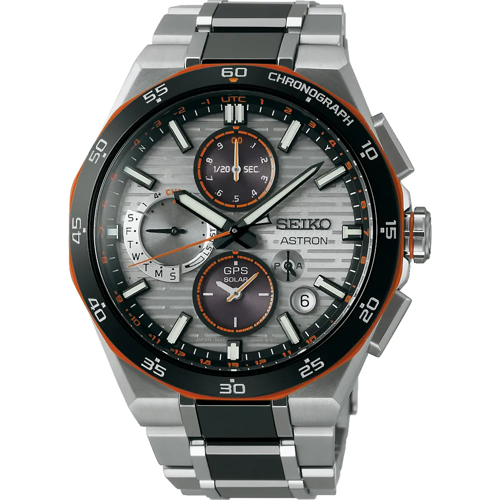 Dit Seiko SSH183J1 horloge behoort tot de Astron collectie en is een limited edition met een wereldwijde oplage van 1200 stuks.
Referentienummer: SSH183J1

Het Seiko 5X83 kaliber is een prestigieuze analoge GPS Solar Dual-Time Chronograaf. De kast en band zijn beide gemaakt van titanium. Het horloge heeft een diameter van 43,4mm en is getest op een waterdichtheid van 10 ATM / 100 meter. Het saffierglas maakt dit horloge helemaal af. 

Dit horloge kan met een eenvoudige druk op de knop overal ter wereld zich instellen op de juiste tijdzone en hiermee de juiste lokale tijd weergeven. Op de wijzerplaat geeft de GPS-signaal indicator aan of het horloge verbinding maakt met het wereldwijde GPS netwerk. Ook laat het horloge zien met hoeveel satellieten het horloge verbinding maakt. Voor het bepalen van de juiste tijdzone is er verbinding nodig met minimaal 4 satellieten. Indien het horloge volledig is opgeladen maakt het horloge tot 2 keer per dag satellietverbinding met één satelliet om de tijd te corrigeren. Hierdoor is het 5X83 GPS Solar horloge extreem accuraat en kent het horloge slechts een afwijking van 1 seconde per 100,000 jaar. Indien nodig kan de lokale tijd ook handmatig worden gewijzigd. De slimme Perpetual Calendar functie zorgt ervoor dat het horloge tot het jaar 2100 altijd de juiste datum aangeeft. Het horloge beschikt over een Dual-Time, in-flight mode, een automatische DST aanpassing en het horloge beschikt over een chronograaf functie. De stopwatch kan tot 12 uren in stappen van 1/20 seconde meten. Een tussentijdsfunctie is voorzien. Een tweede tijd wordt weergegeven op de subdial op de wijzerplaat en een aparte AM/PM-indicatie. De ingebouwde horloge micro-GPS ontvanger verbruikt zó weinig energie, dat alle functies optimaal functioneren op lichtenergie, die wordt gegenereerd door de Solar wijzerplaat. 
