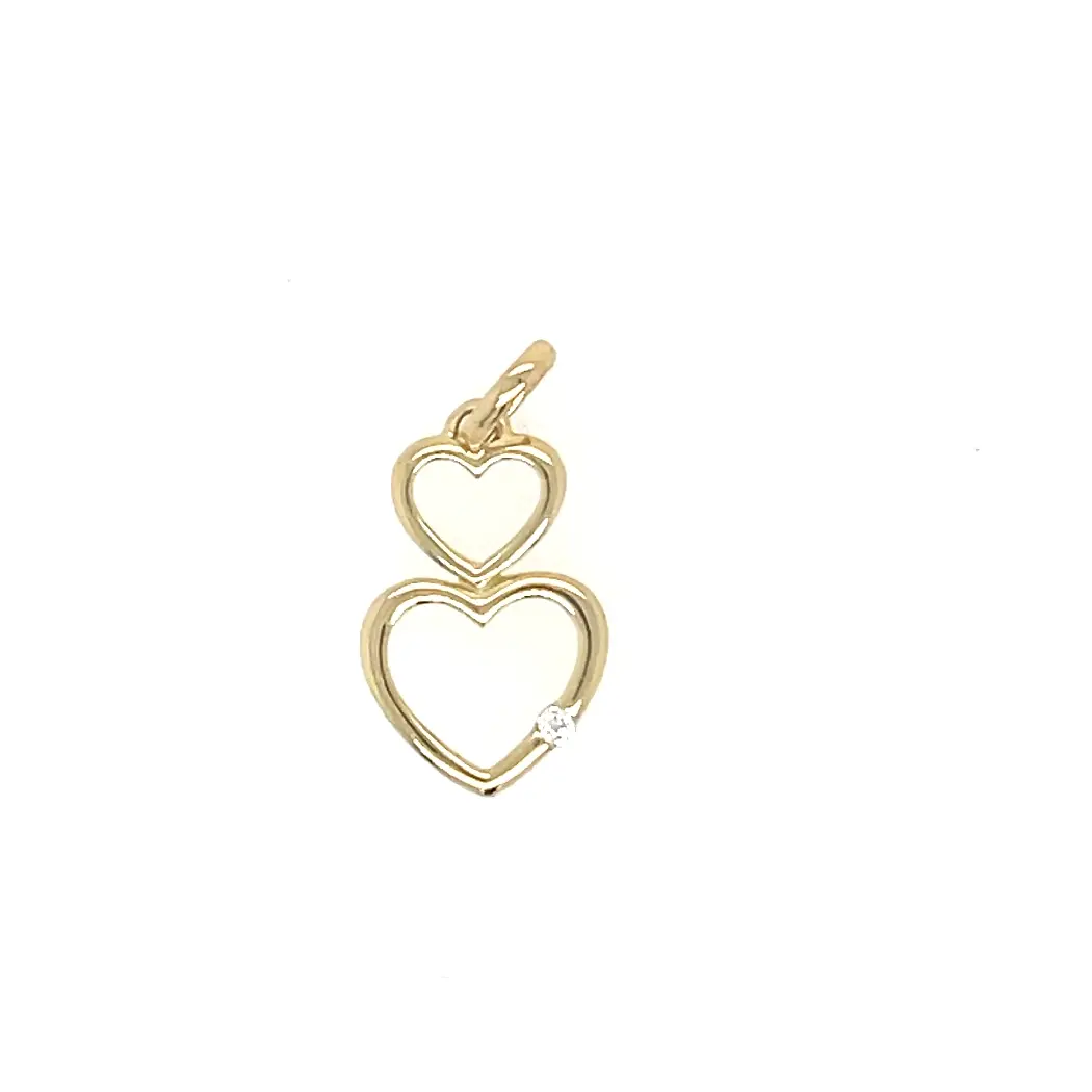14K geelgouden hanger hartjes met diamant.
