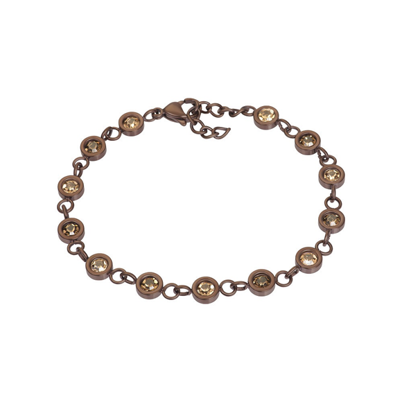 IXXXI armband stainless steel bruinkleurig. De armband heeft meerdere bruine zirconia stenen