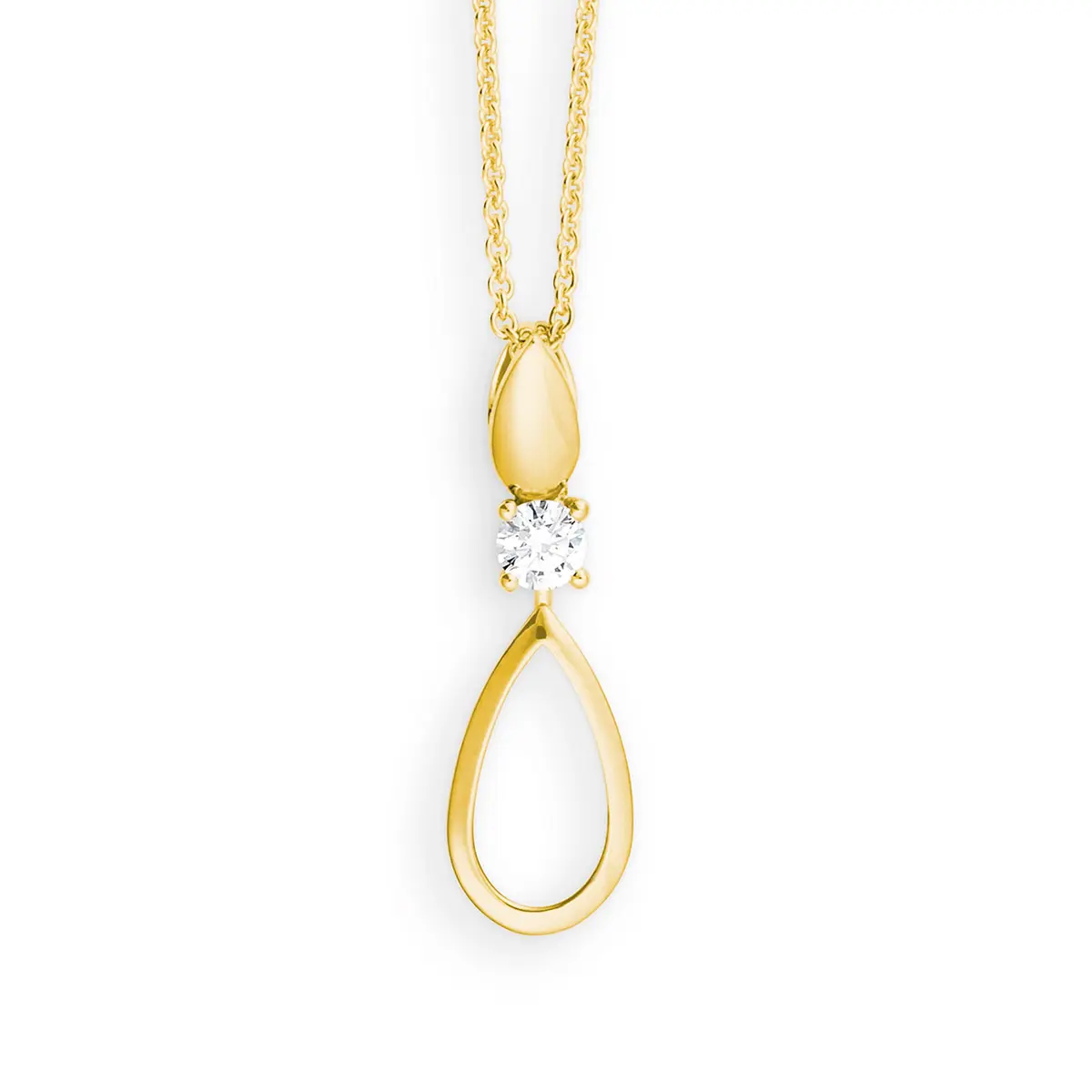 14K geelgouden hanger met zirkonia