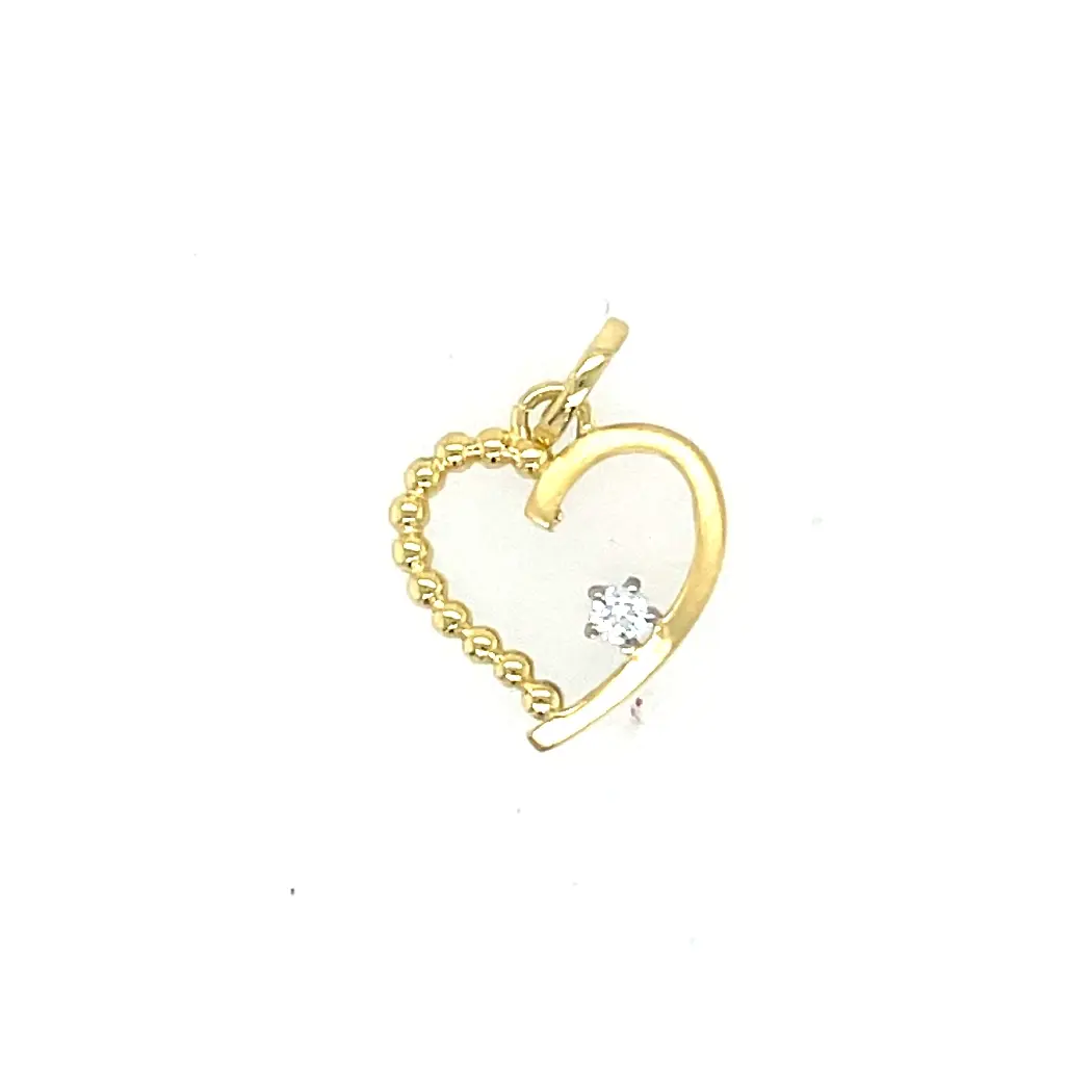 14K geelgouden hanger hart met zirkonia