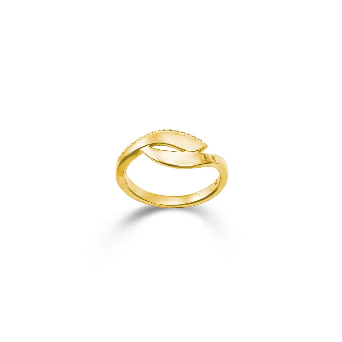 14K gouden fantasie ring met parelrand.