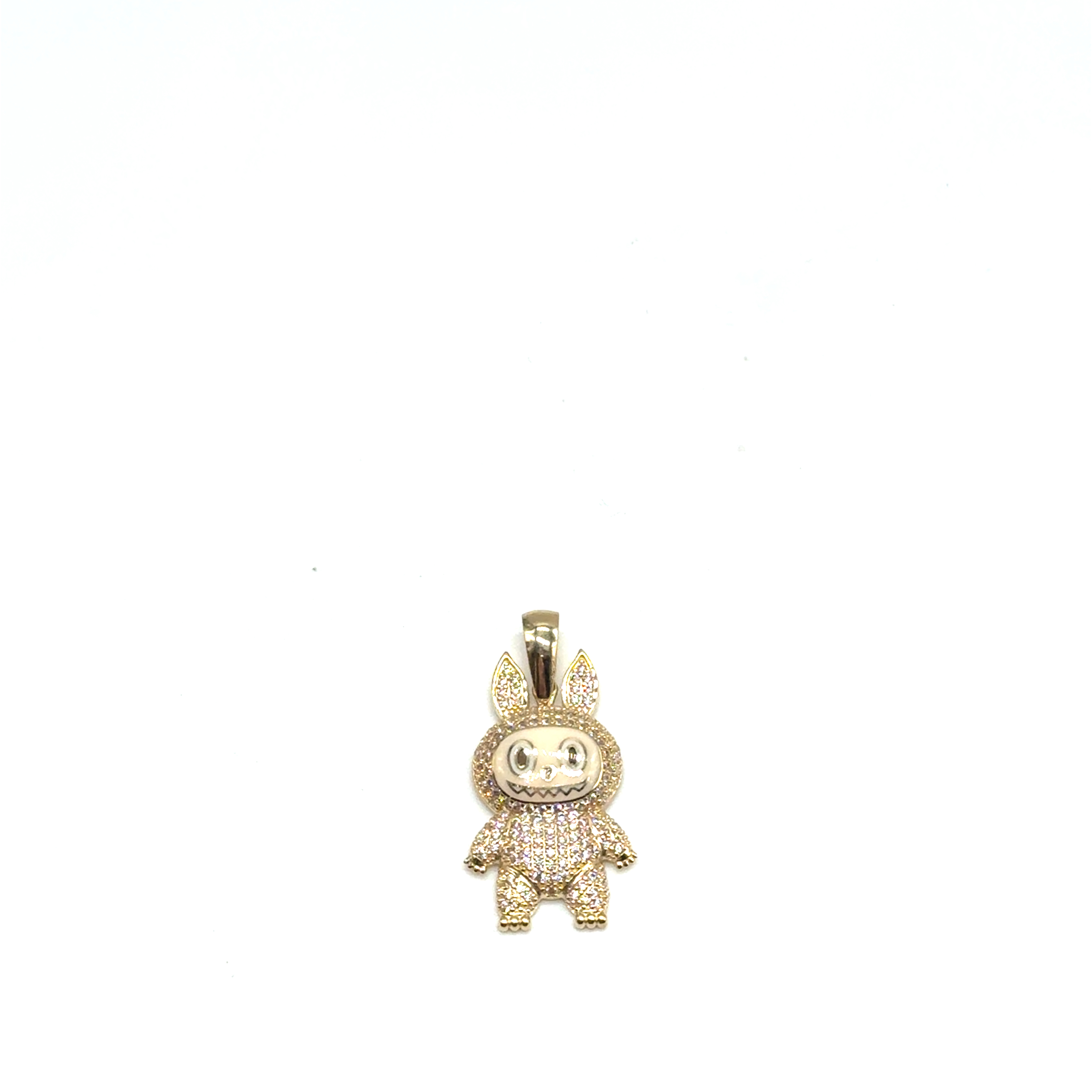 De 14k gouden hanger Labubu, modelnummer JRS17, straalt elegantie uit. Deze prachtige hanger in goudkleur is gemaakt van 14 karaat goud met een gewicht van 4,35 gram en zirkonia stenen. Ideaal te dragen aan een fijne ketting voor dagelijks gebruik of speciale gelegenheden. Voeg een vleugje luxe toe met deze nieuwe, verfijnde sieraad aan je collectie.