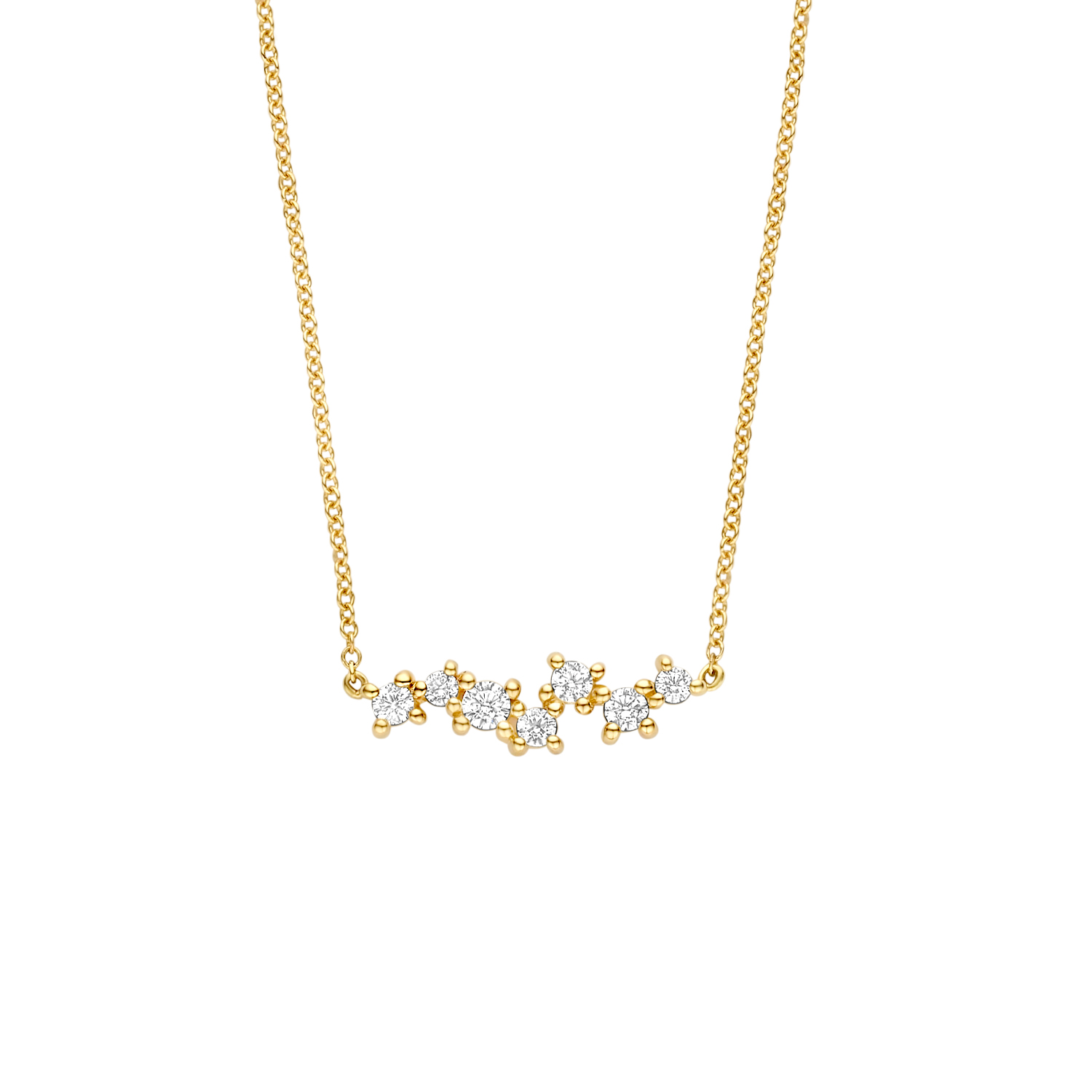 Fijn collier met speels gezette zirconia's