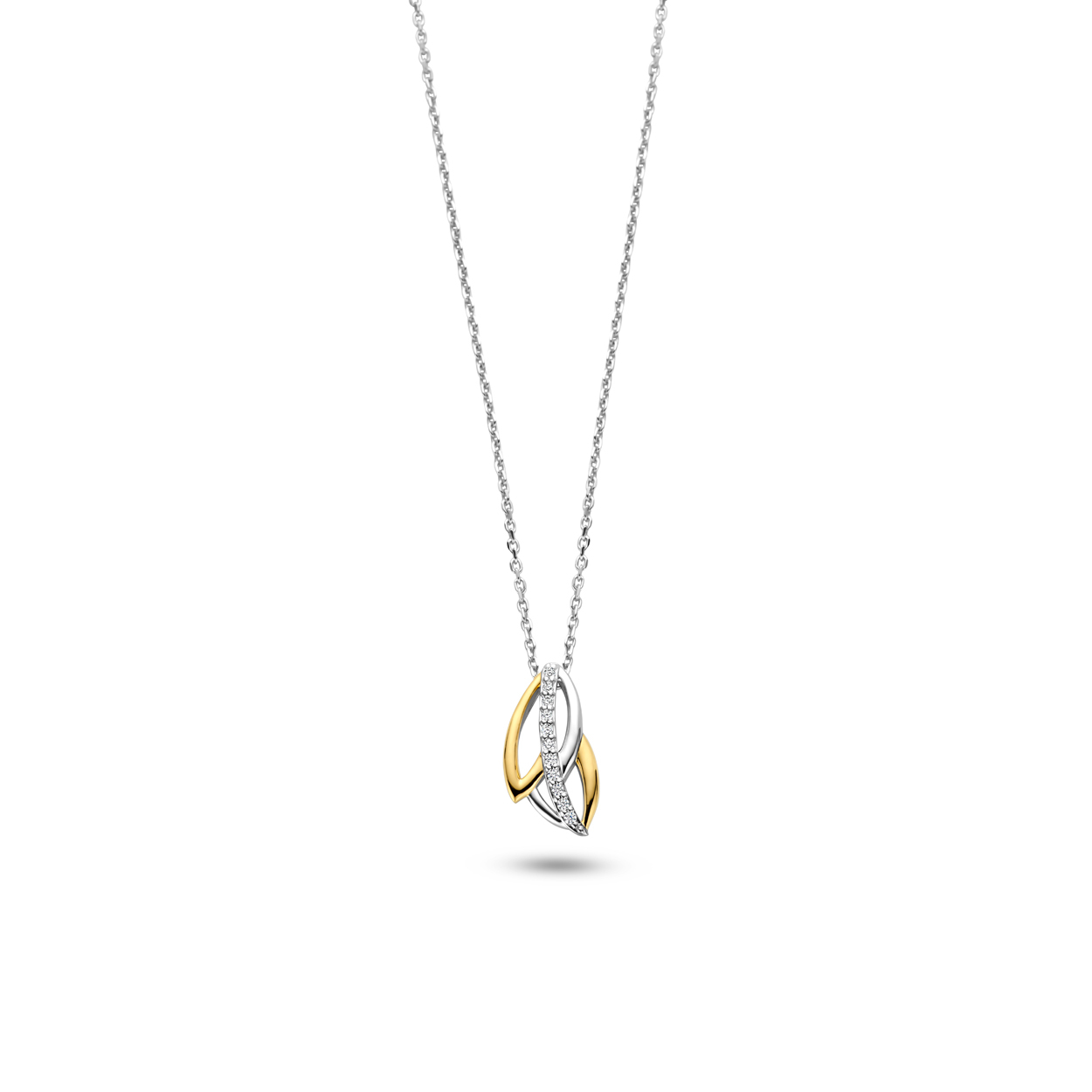Bicolor hanger met zirkonia’s zilver