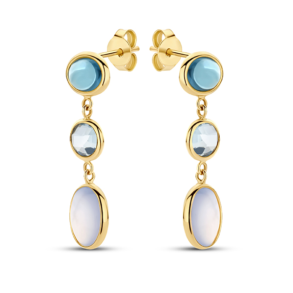 Italo Bottene gouden oorhangers Tinta met Quartz en Topaas
Breedte 9mm