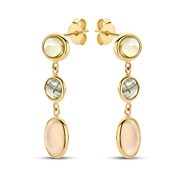 Italo Bottene gouden oorhangers met Quartz en Morganite
Breedte 9mm