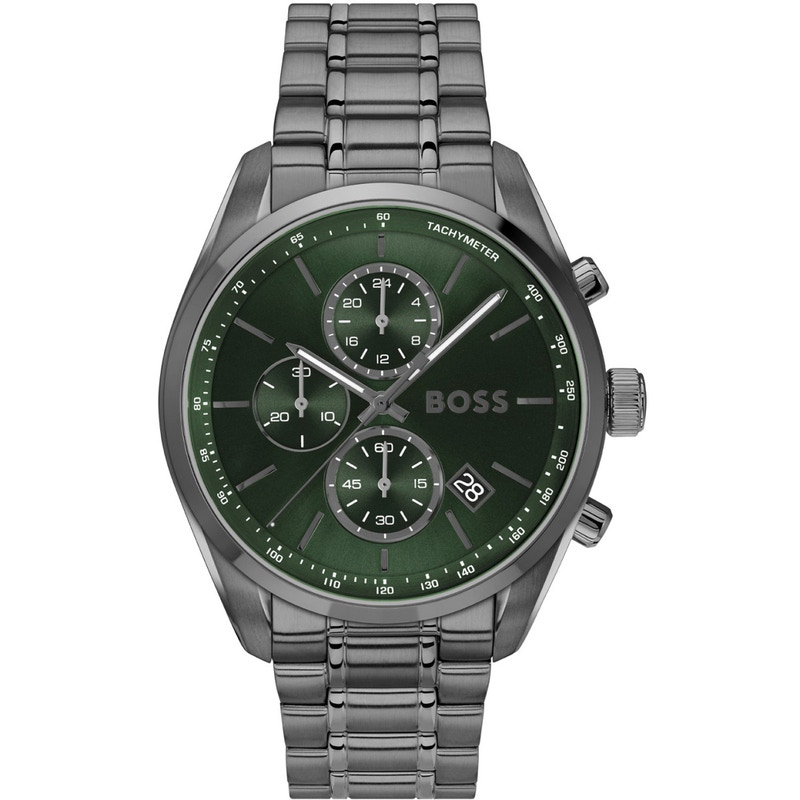 Dit horloge van BOSS Menswear is donkergrijs vernist met een groene wijzerplaat, en kenmerkt zich door kleine wijzerplaten in dashboardstijl die geïnspireerd zijn door klassieke auto’s. Gestroomlijnde geschakelde polsband.
Horlogemechanisme: Chronograaf
Wijzerplaatkleur: groen
Polsbandmateriaal: Roestvrij staal
Sluiting: Met drukknoppen
Kastdiameter: 44 mm
Waterdichtheid (in ATM): 5 ATM