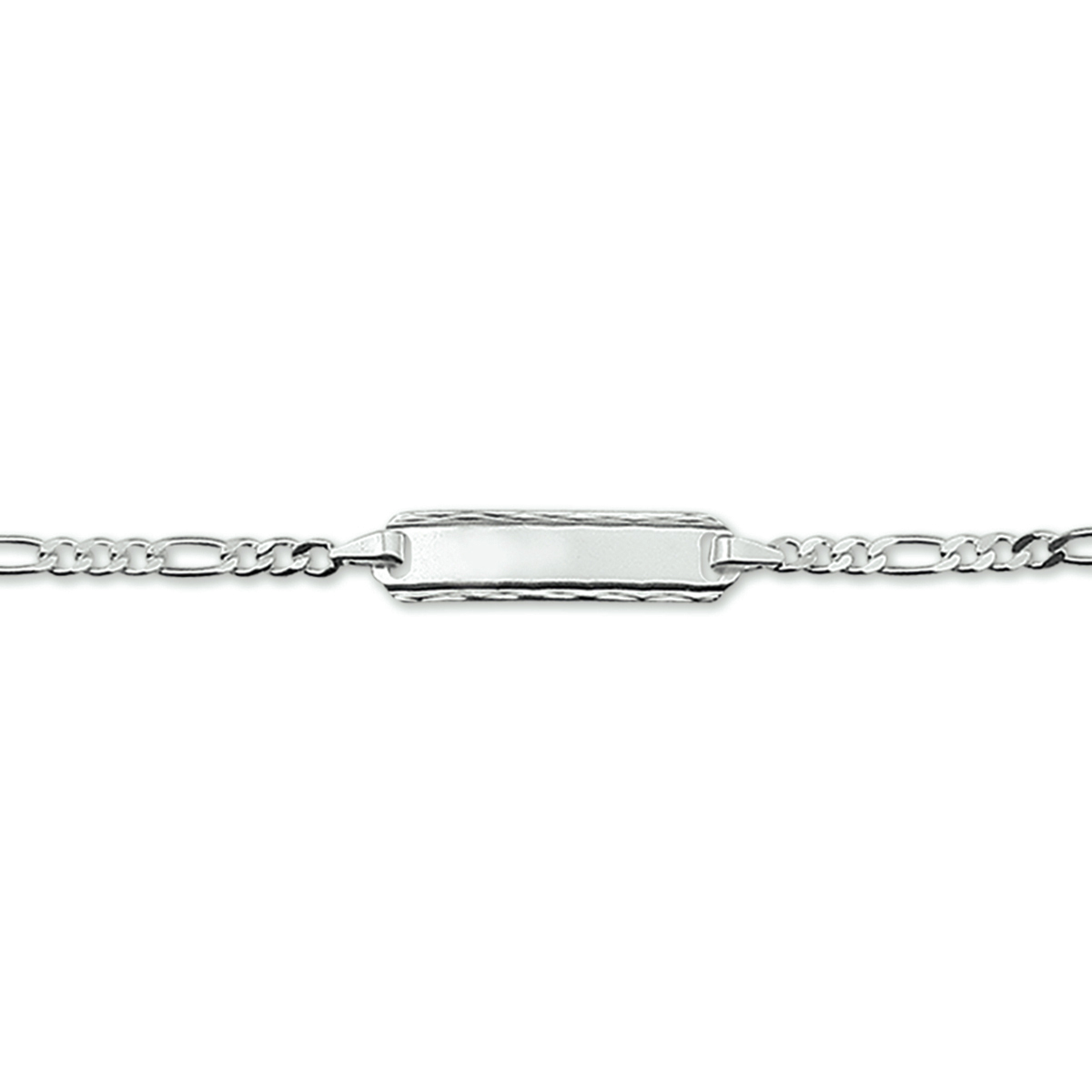 Zilveren graveerarmband. De breedte van de graveerplaat bedraagt 5mm en de dikte is 0.6mm.