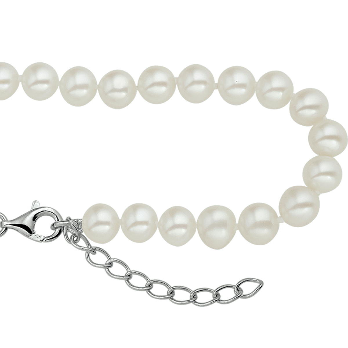 Gerhodineerd zilveren armband met zoetwaterparels.