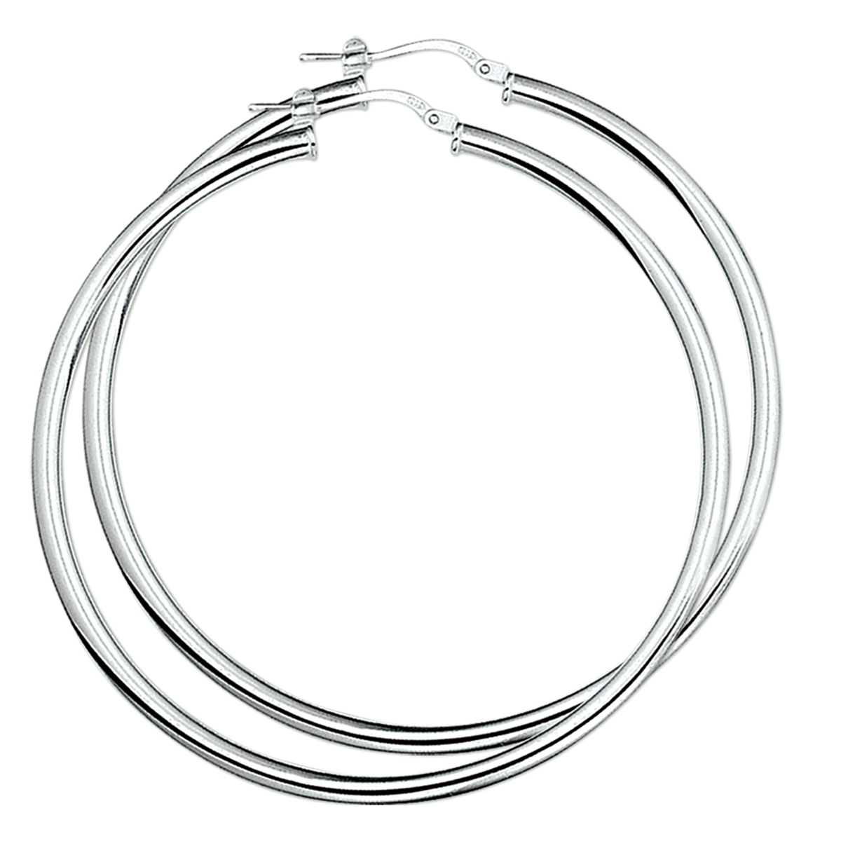 Gerhodineerd zilveren oorringen met een ronde buis en een hefboom-sluiting.