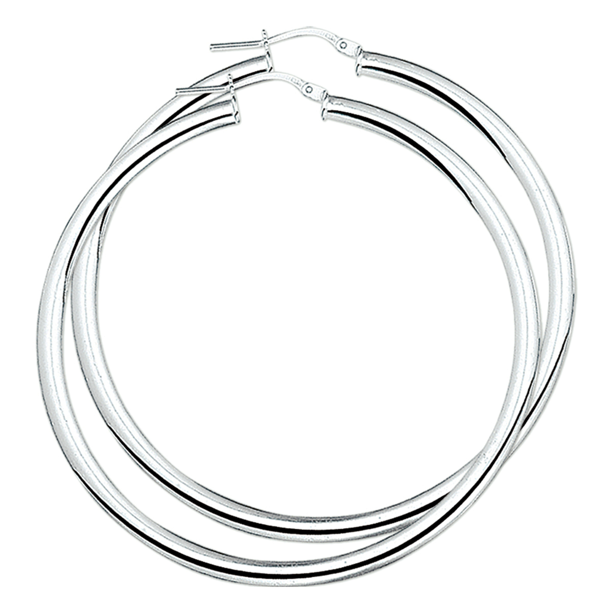 Gerhodineerd zilveren oorringen met een ronde buis en een hefboom-sluiting.